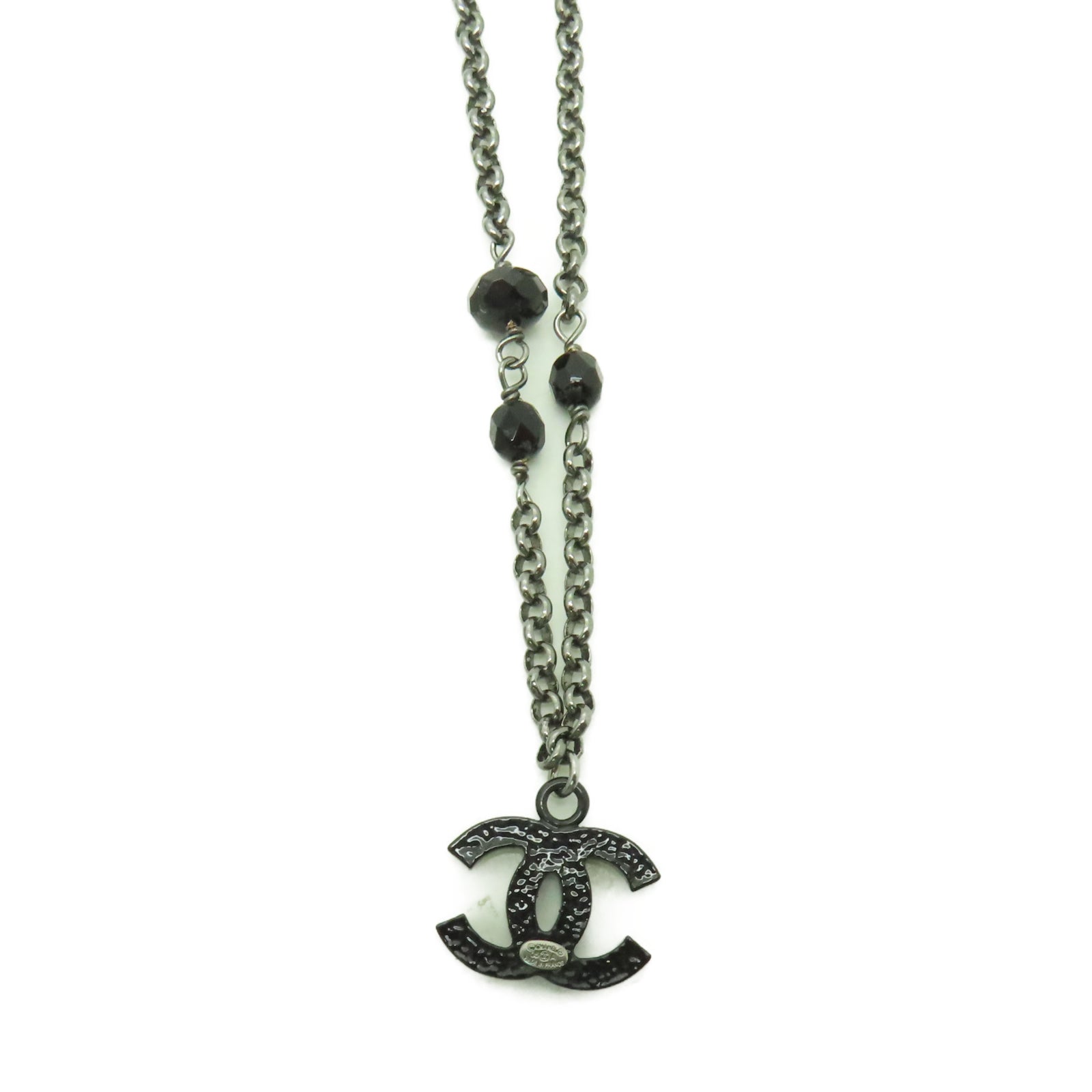CHANEL 金屬Necklace項鍊黑色/銀色
