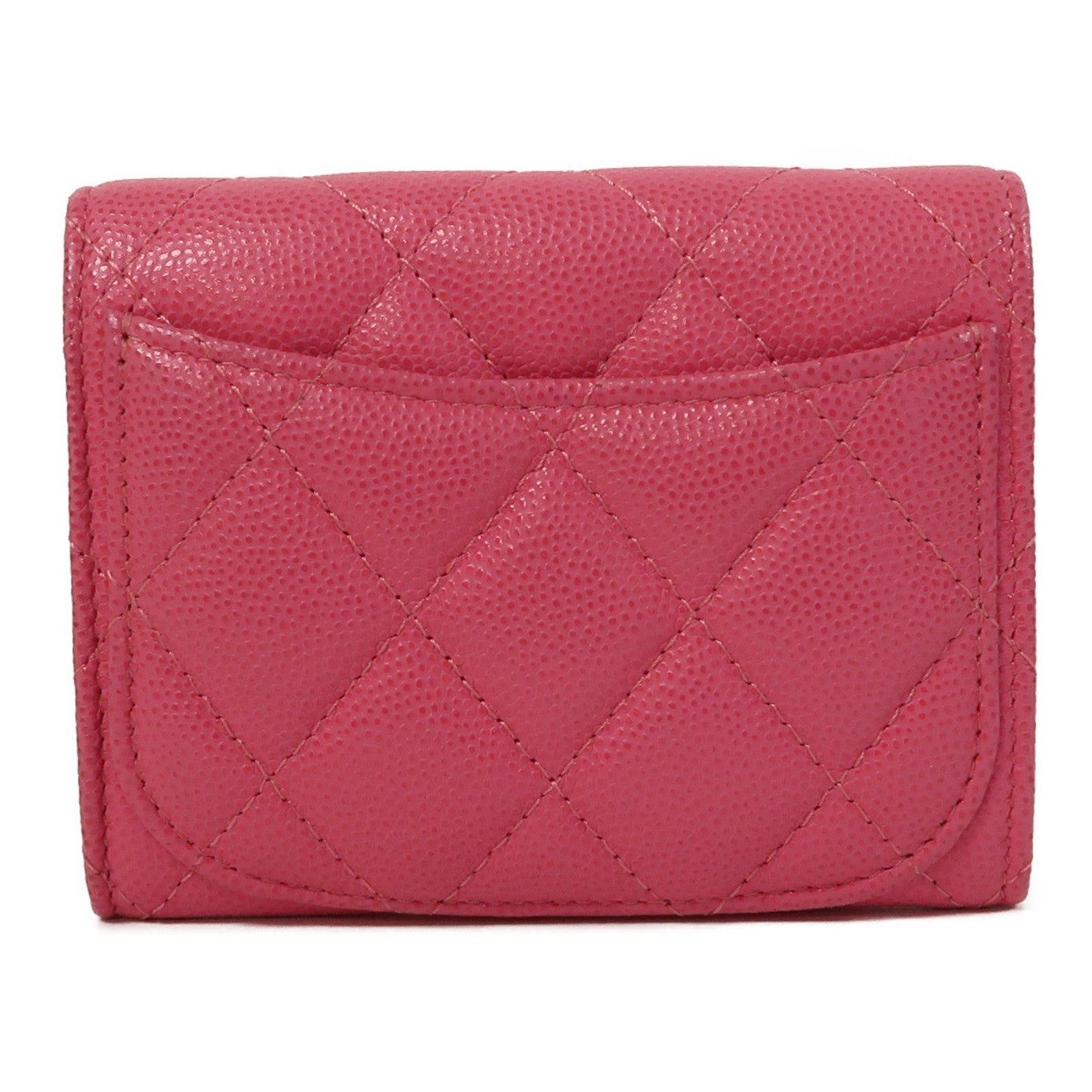CHANEL 菱格Caviar皮革Classic Flap Coin Purse金扣零錢包粉紅色