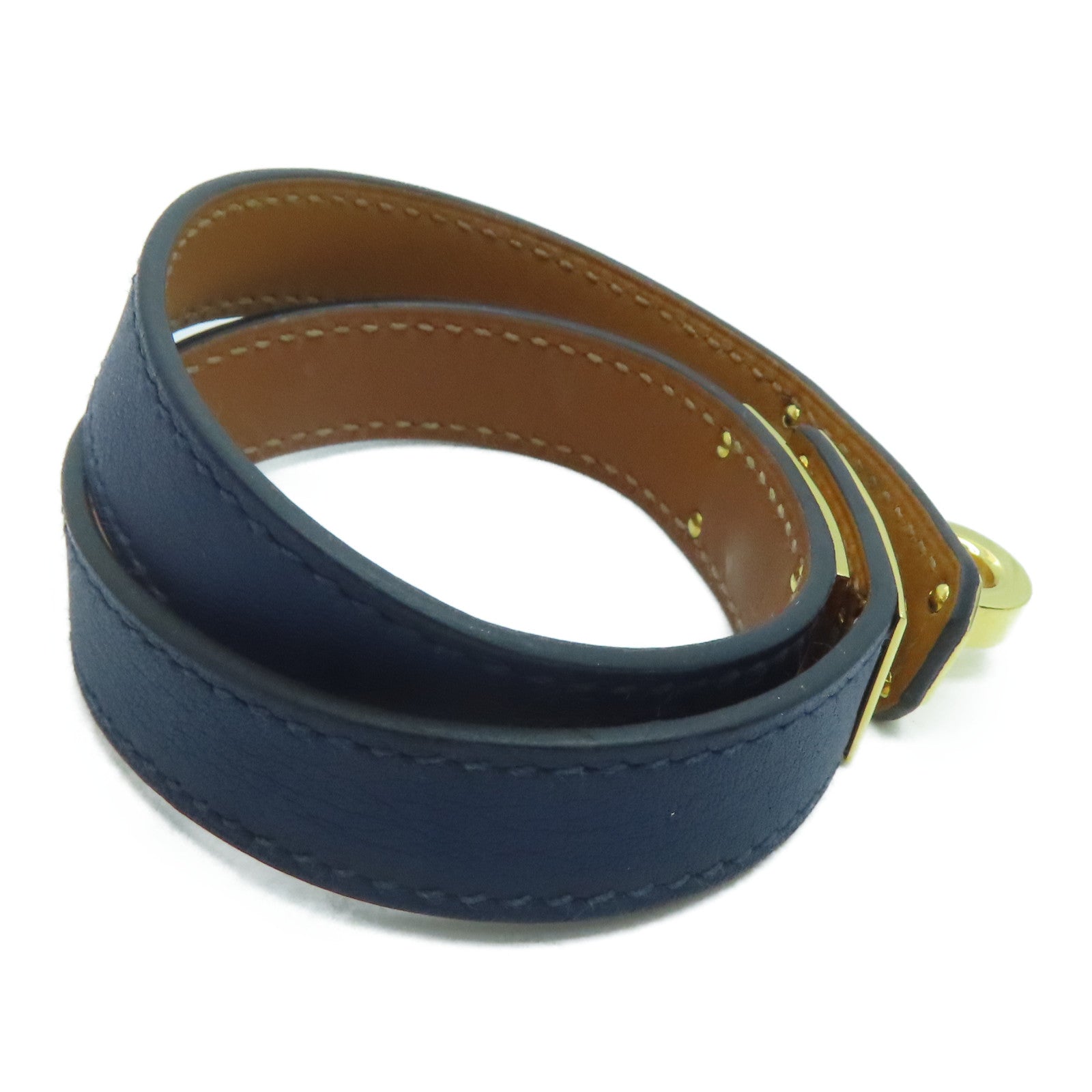 HERMES Swift皮革Kelly Double Tour銀扣手鏈Blue Sapphire藍色