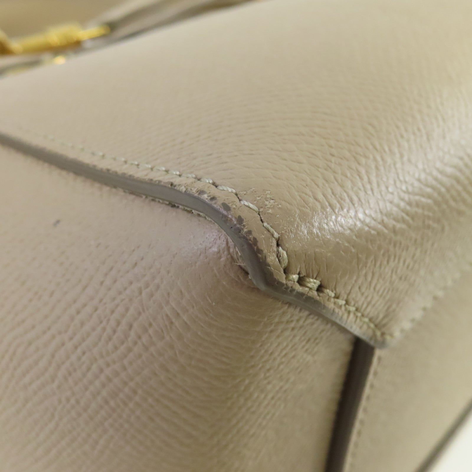 CELINE 牛皮皮革Micro Belt Bag 2Way Shoulder Bag金扣手挽肩背兩用袋杏色