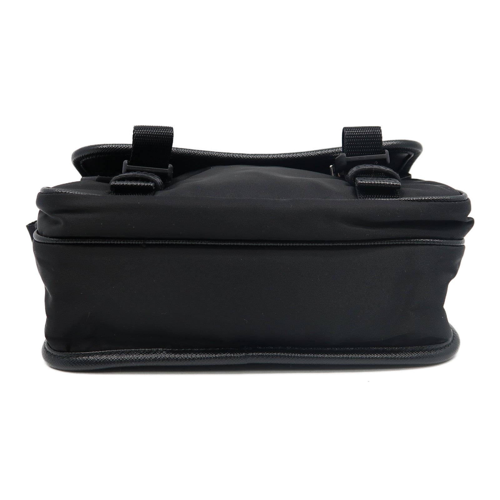 PRADA 再生尼龍/Saffiano皮革Shoulder Bag銀扣肩背袋黑色
