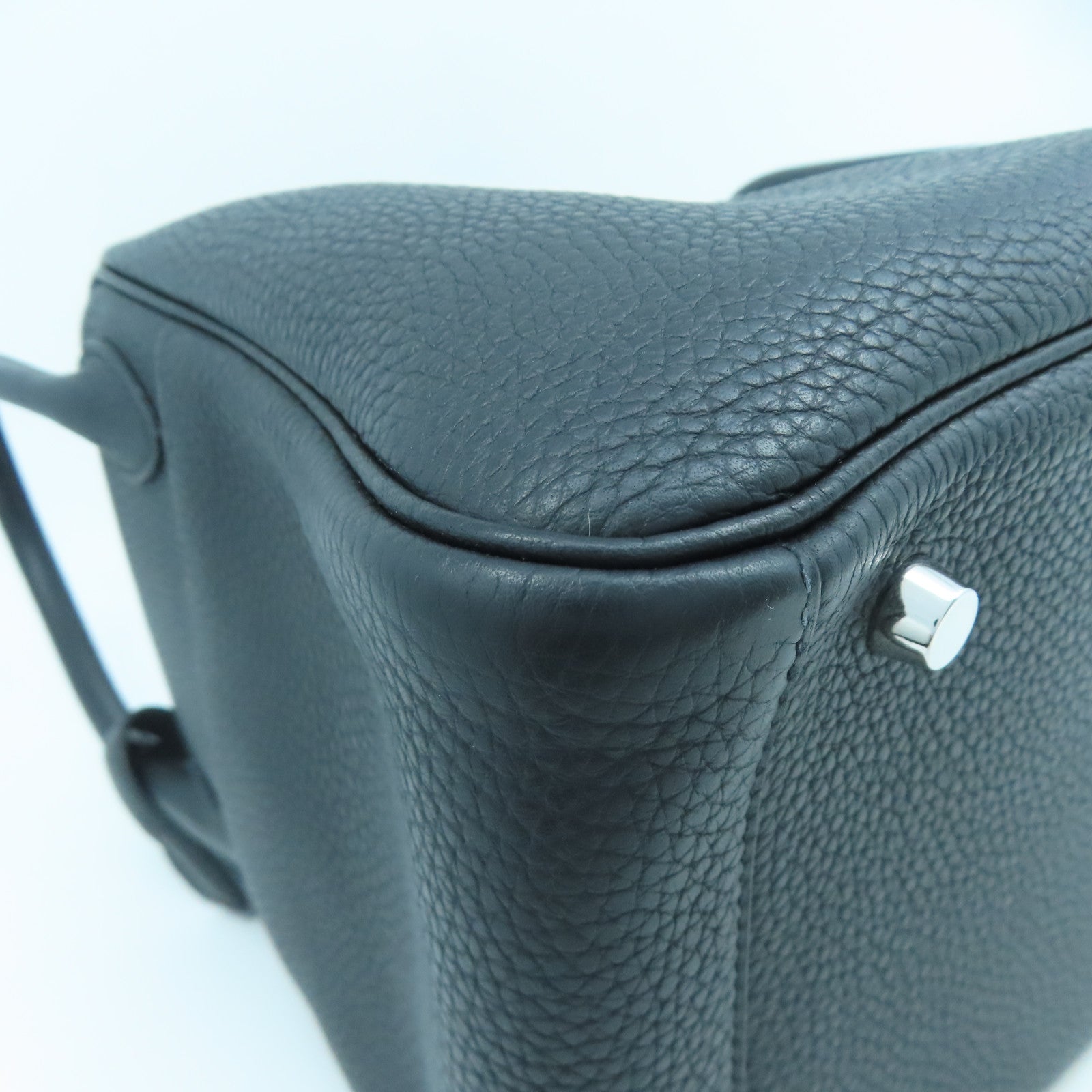 HERMES Clemence皮革Lindy 30銀扣肩背袋經典黑