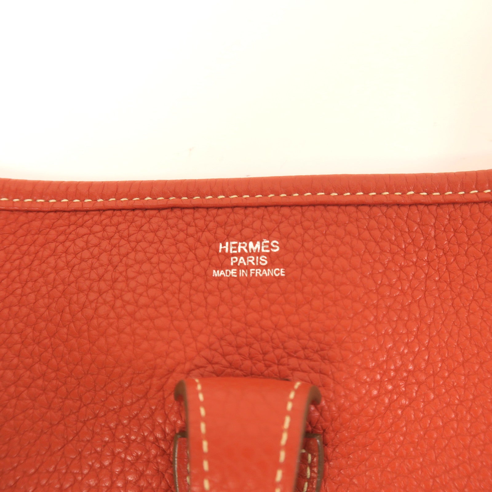 HERMES Clemence皮革Evelyne PM銀扣肩背袋橙色