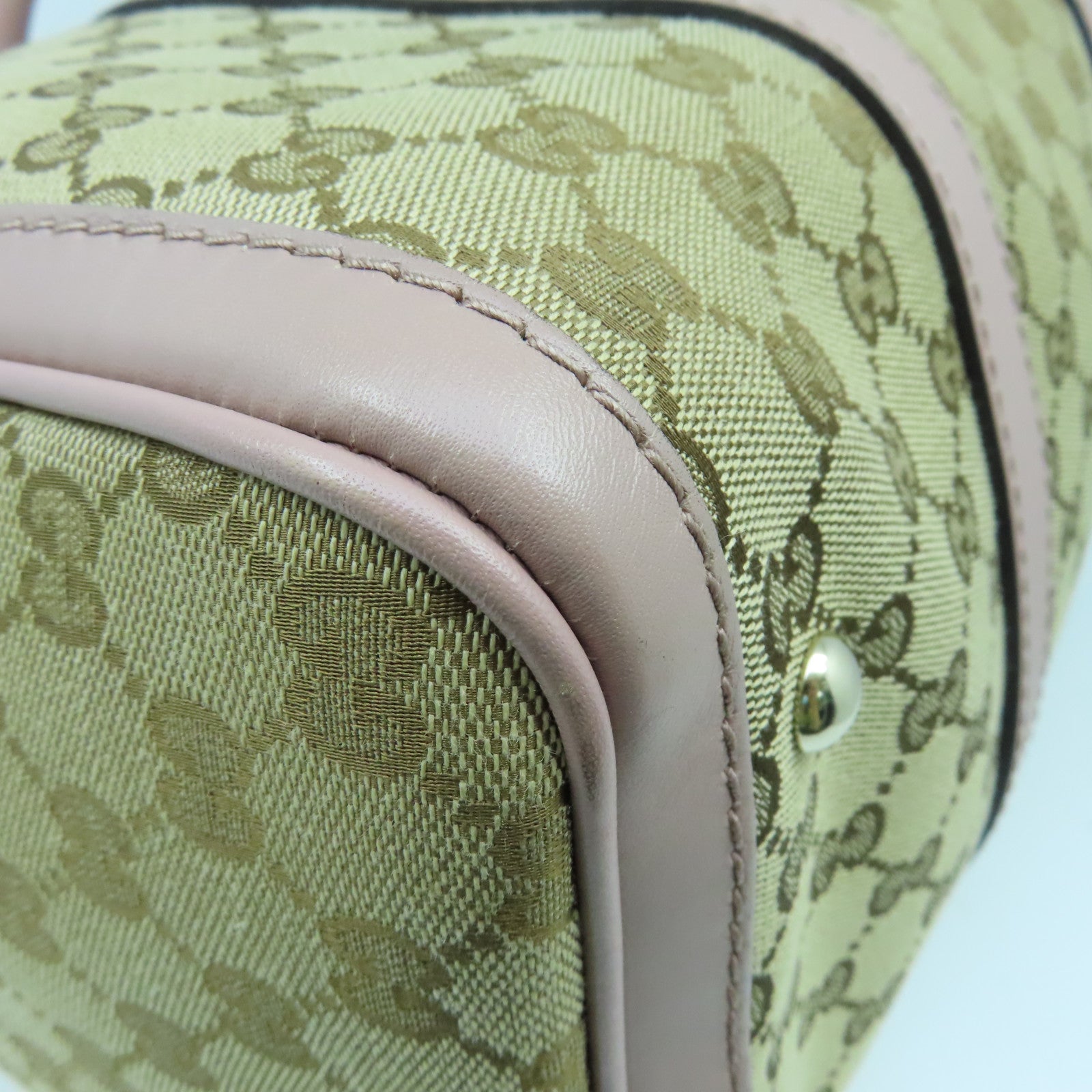 GUCCI 帆布2way Shoulder Bag金扣手挽肩背兩用袋啡色/粉紅色