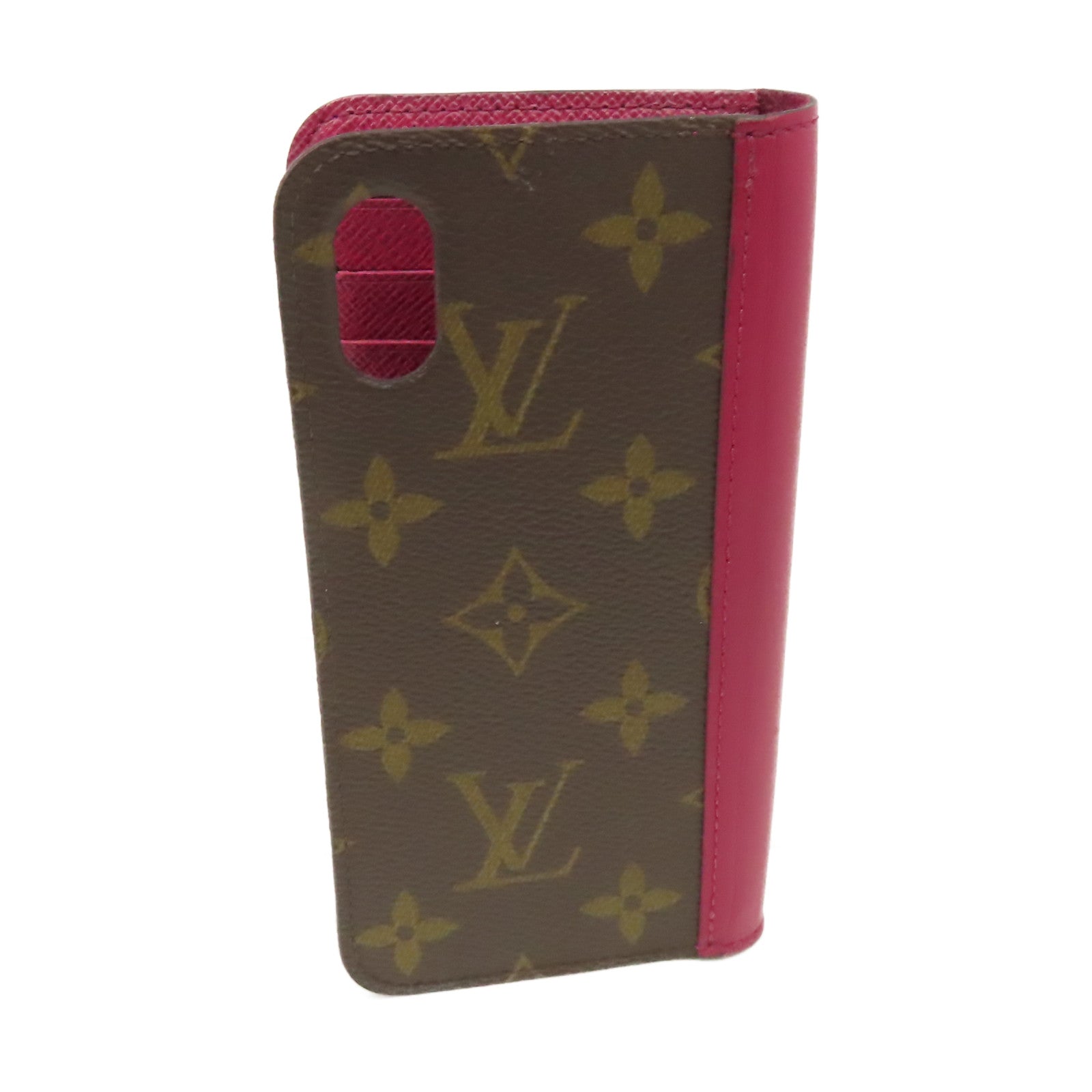 LOUIS VUITTON Monogram iPhone X/XS Folio Case手機保護套啡色/酒紅色