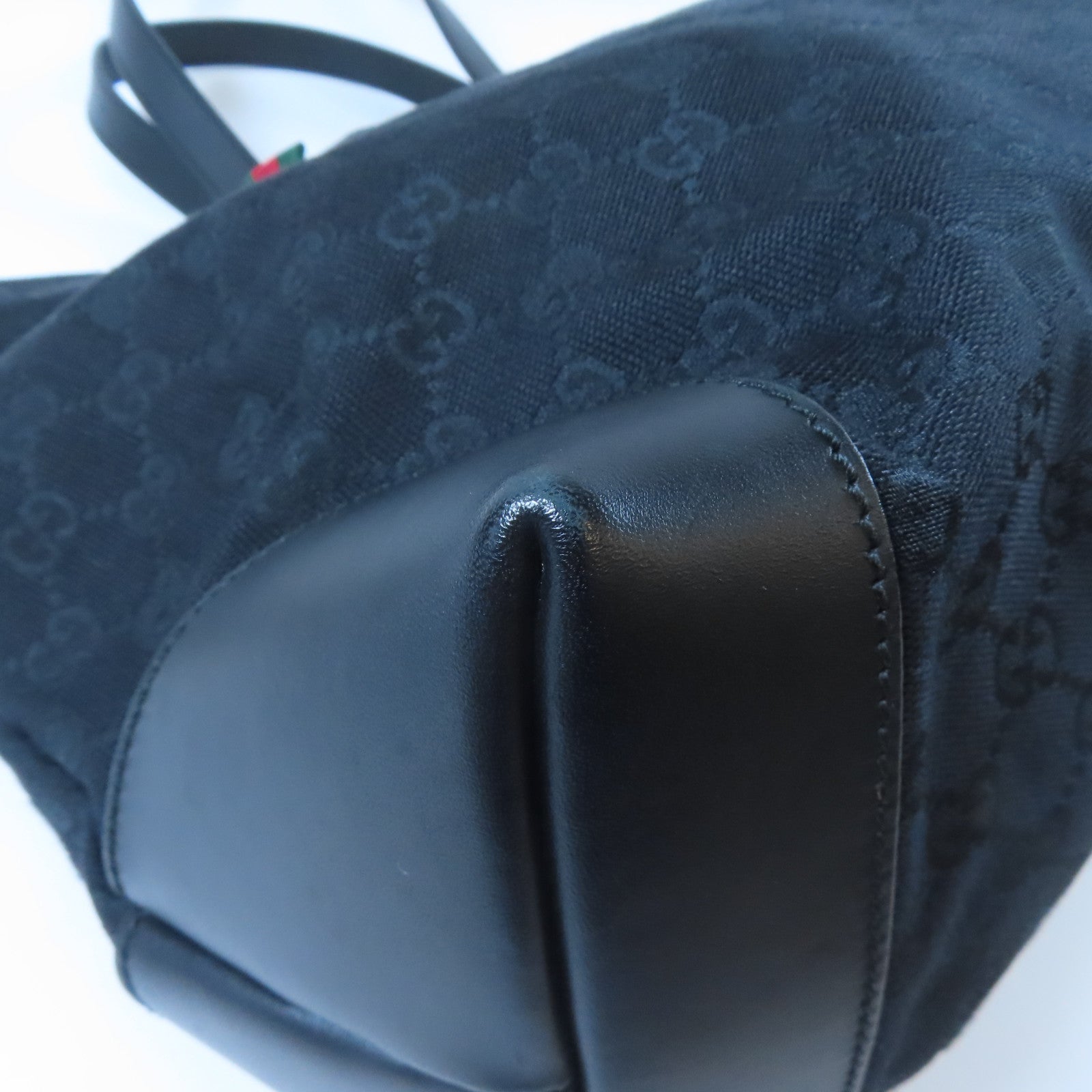 GUCCI 帆布Tote Bag銀扣手挽袋黑色