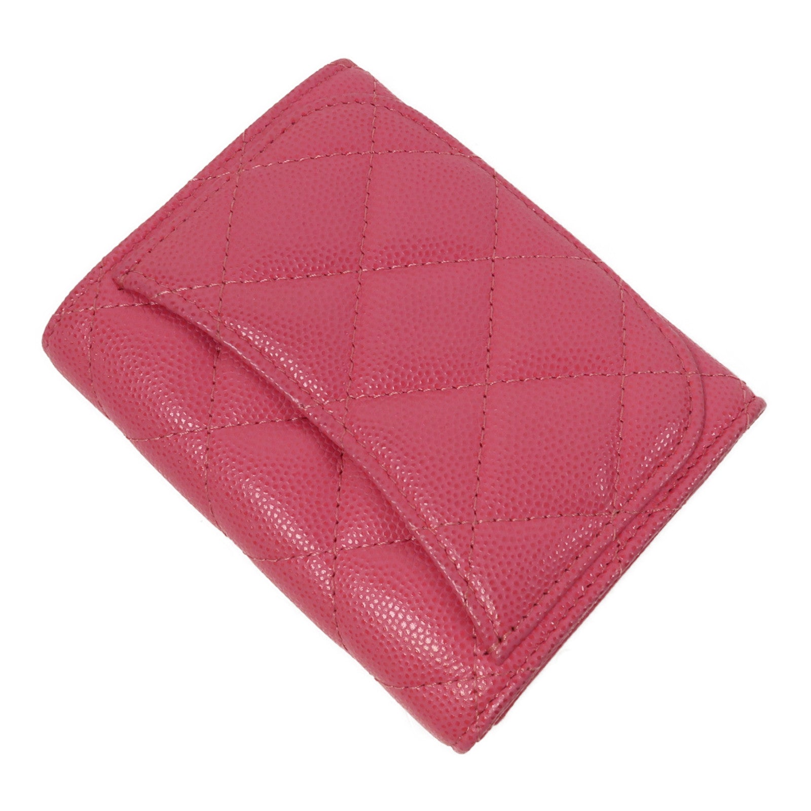 CHANEL 菱格Caviar皮革Classic Flap Coin Purse金扣零錢包粉紅色