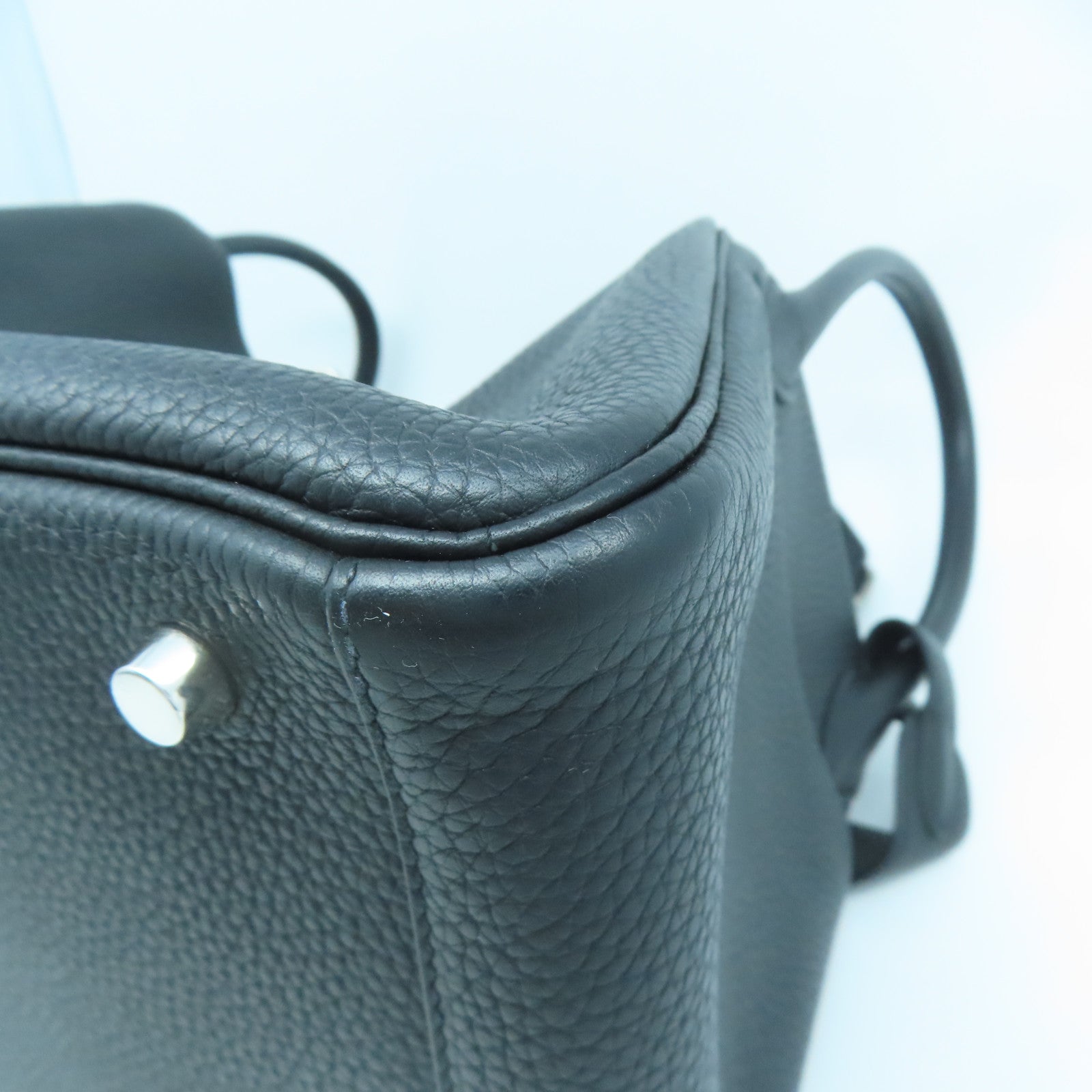 HERMES Clemence皮革Lindy 30銀扣肩背袋經典黑