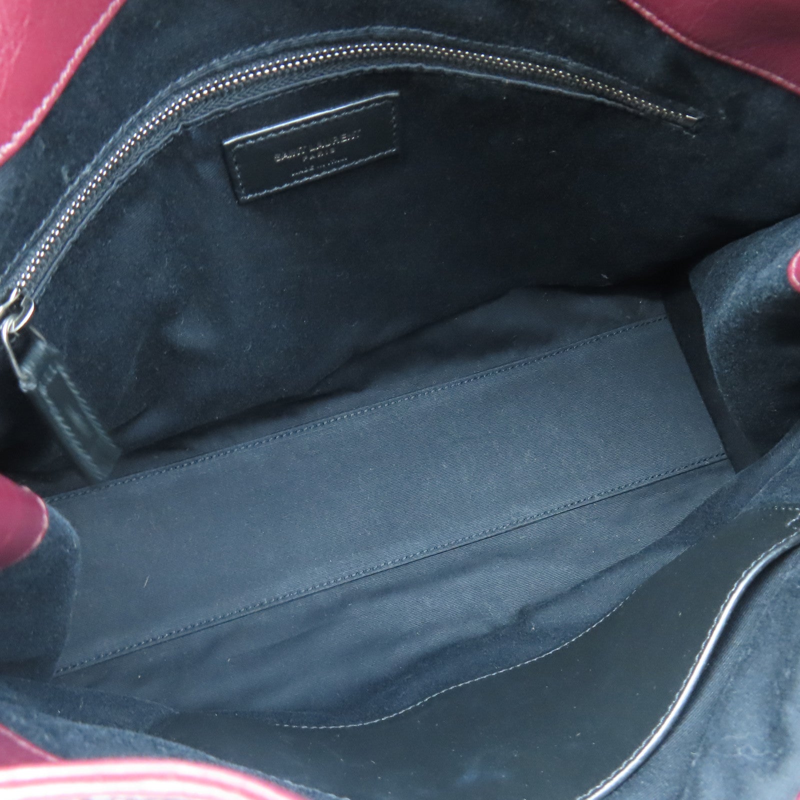 SAINT LAURENT 斜紋牛皮皮革Niki Shopping Medium銀扣鏈帶肩背袋紅色
