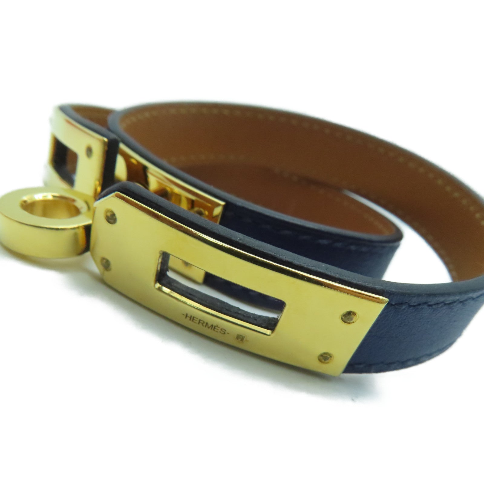 HERMES Swift皮革Kelly Double Tour銀扣手鏈Blue Sapphire藍色