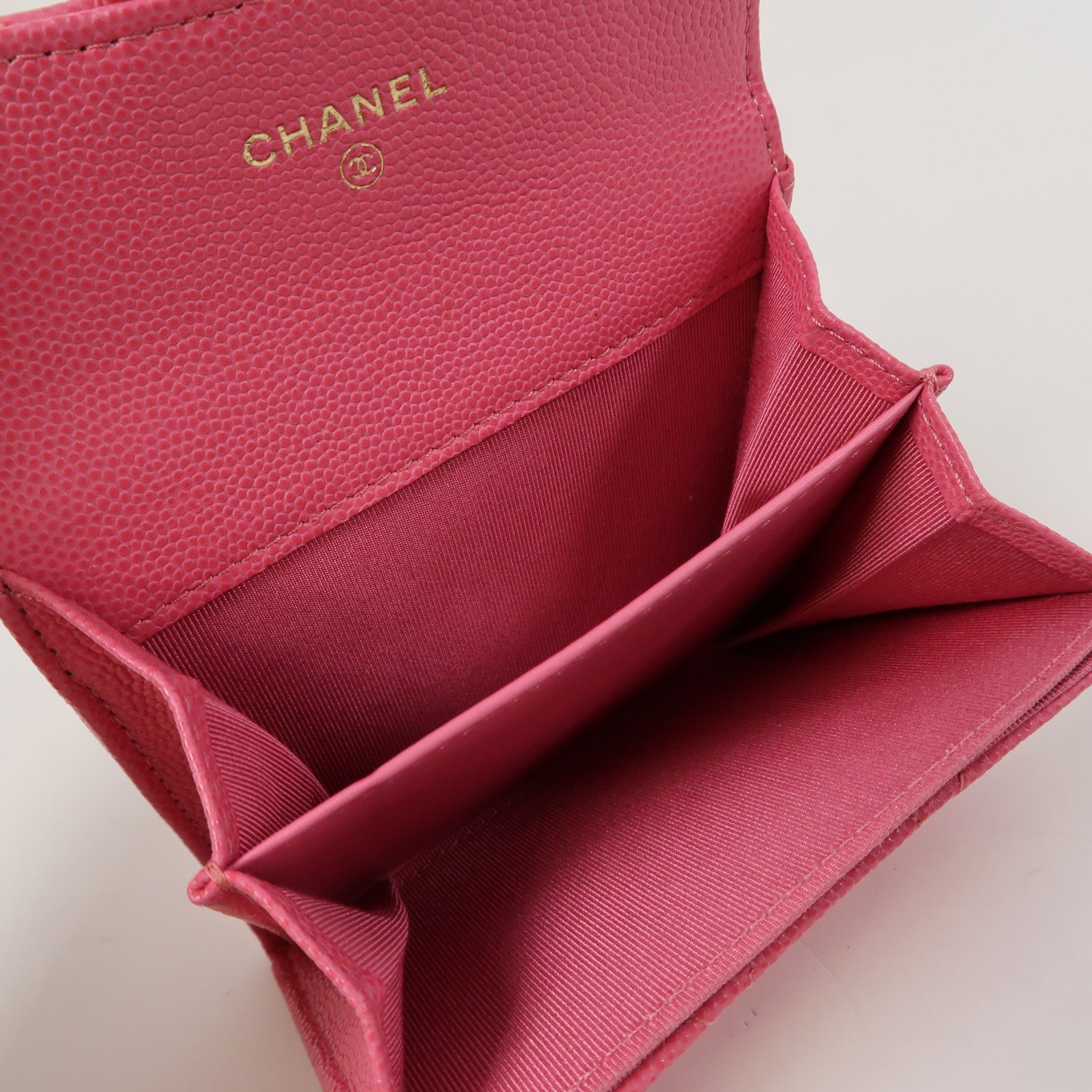 CHANEL 菱格Caviar皮革Classic Flap Coin Purse金扣零錢包粉紅色