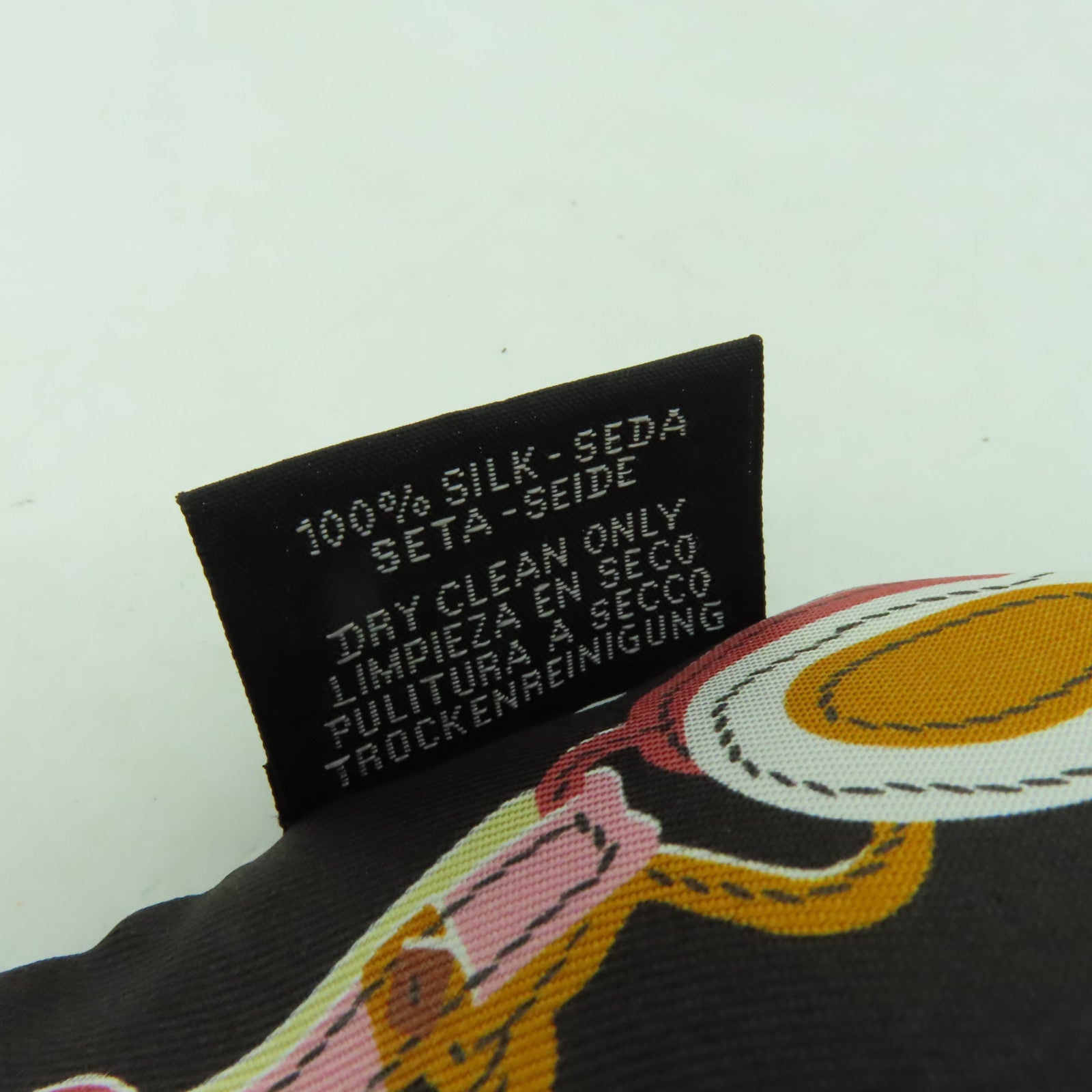 HERMES 絲質Twilly絲巾黑色/彩色