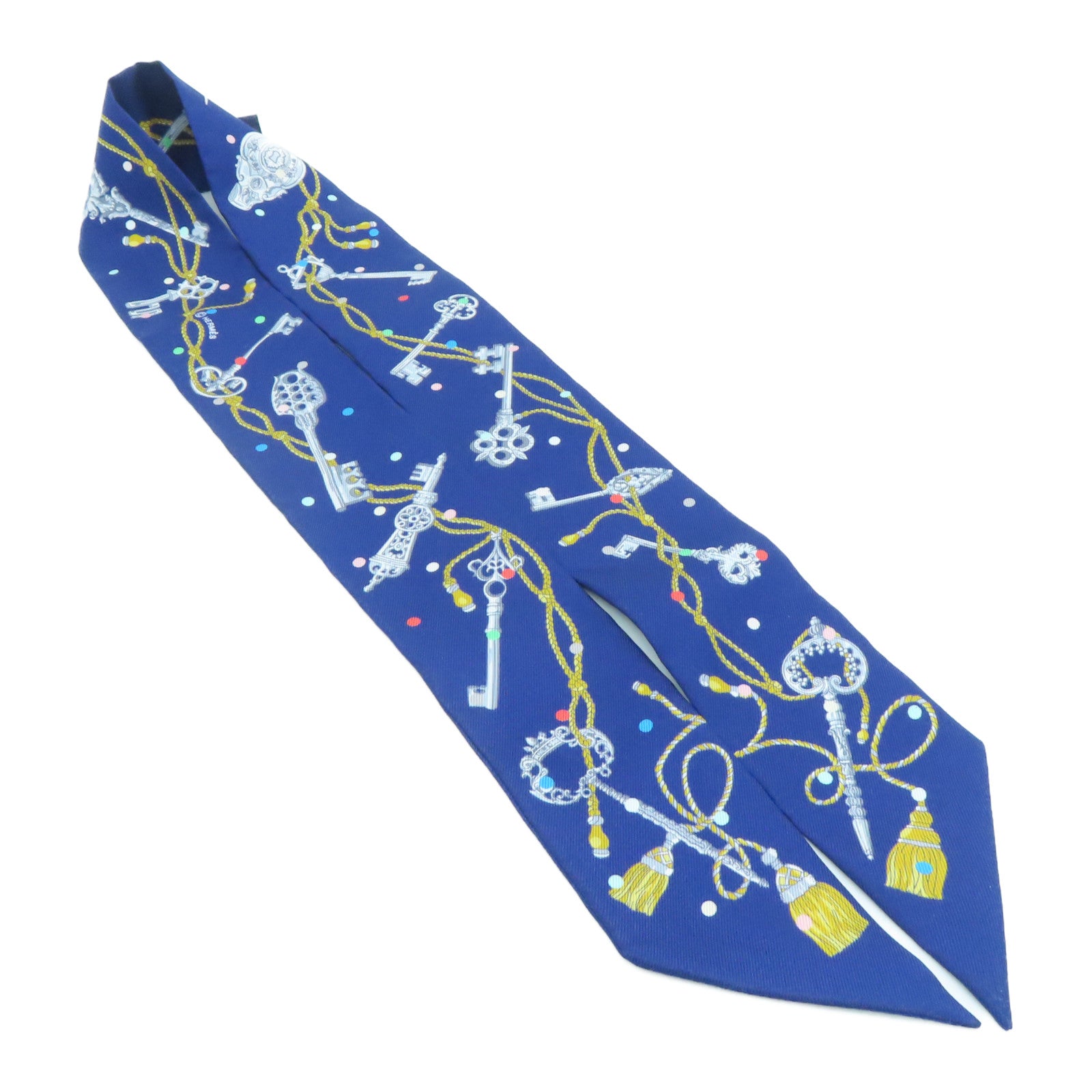 HERMES 【激減優惠】絲質Twilly絲巾藍色