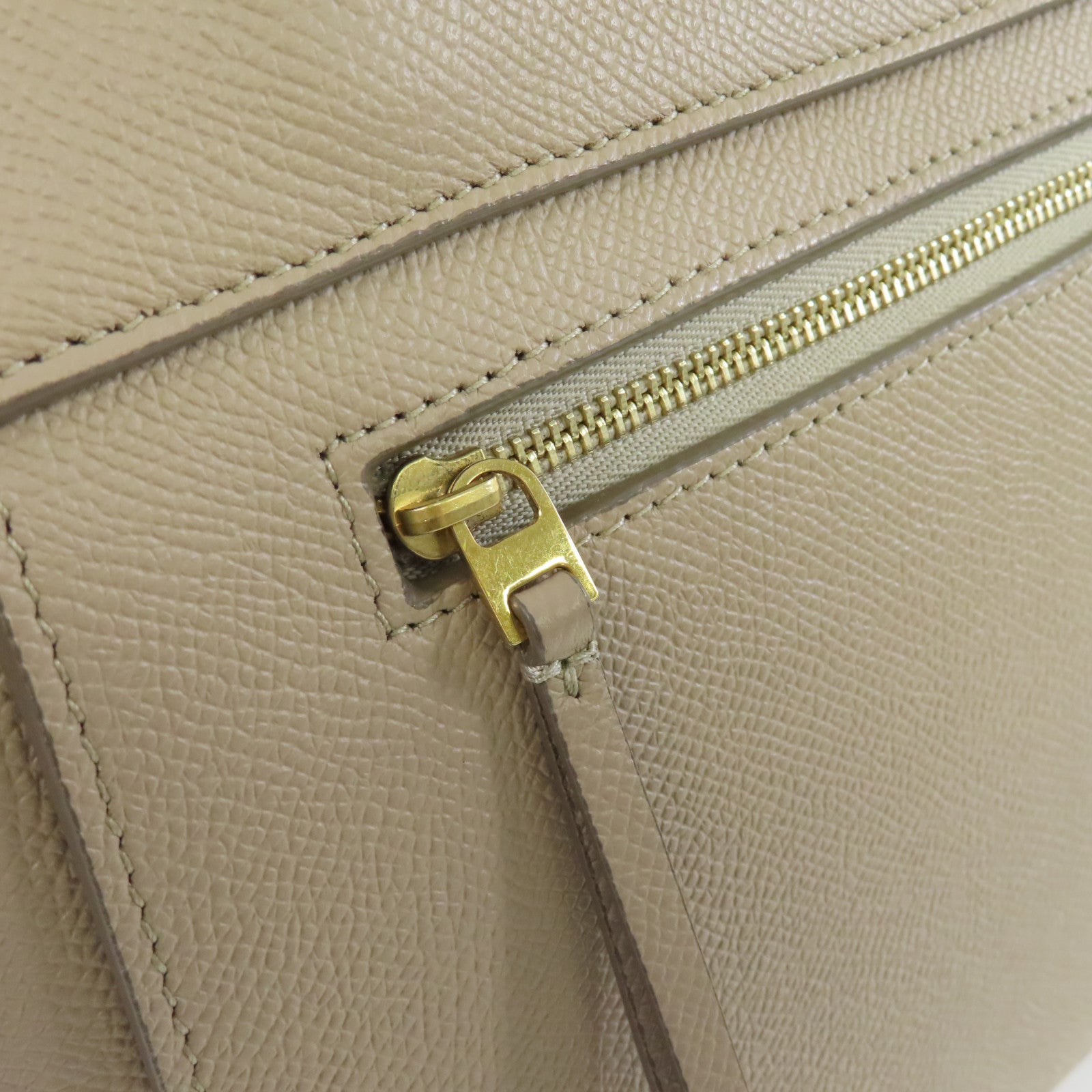 CELINE 牛皮皮革Micro Belt Bag 2Way Shoulder Bag金扣手挽肩背兩用袋杏色
