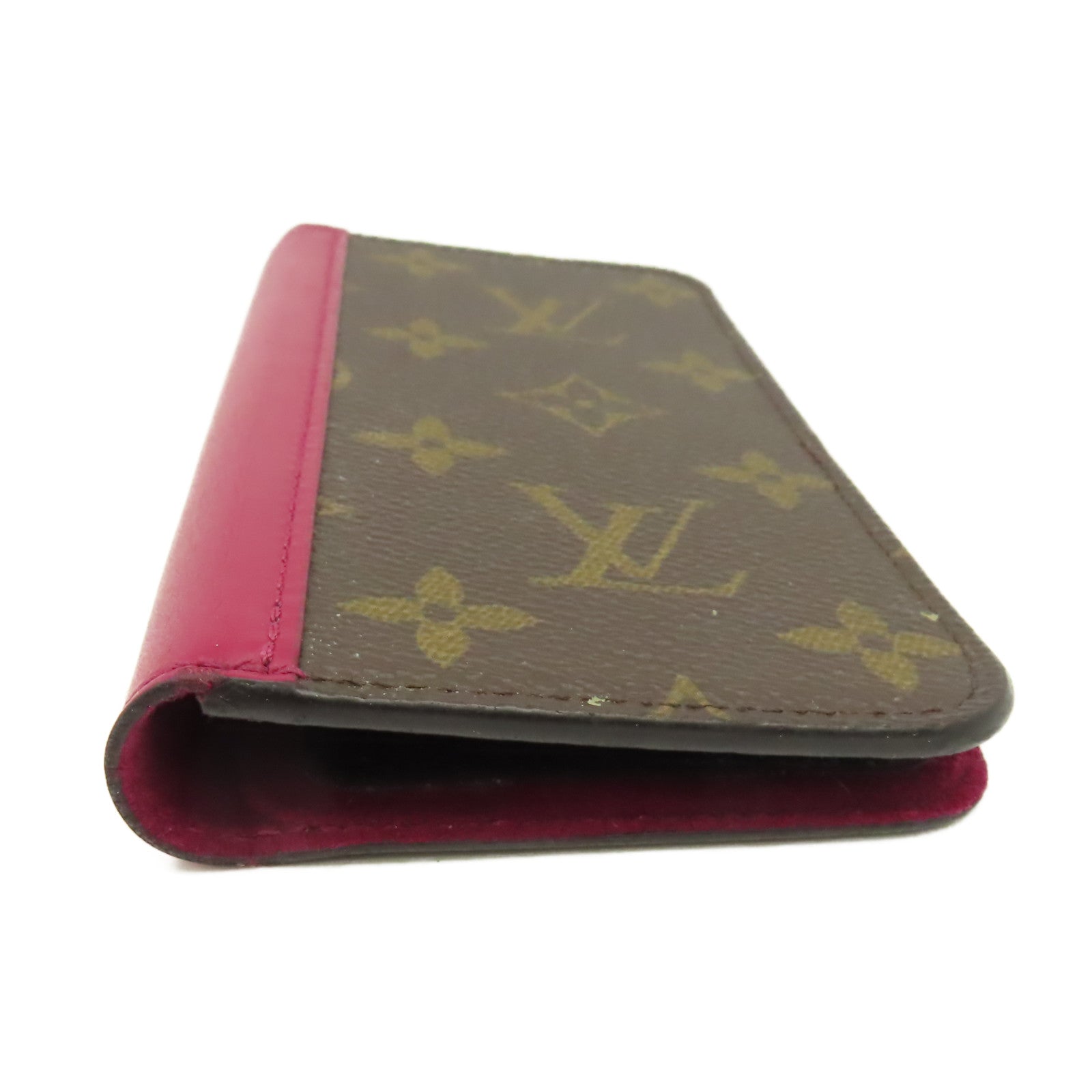 LOUIS VUITTON Monogram iPhone X/XS Folio Case手機保護套啡色/酒紅色