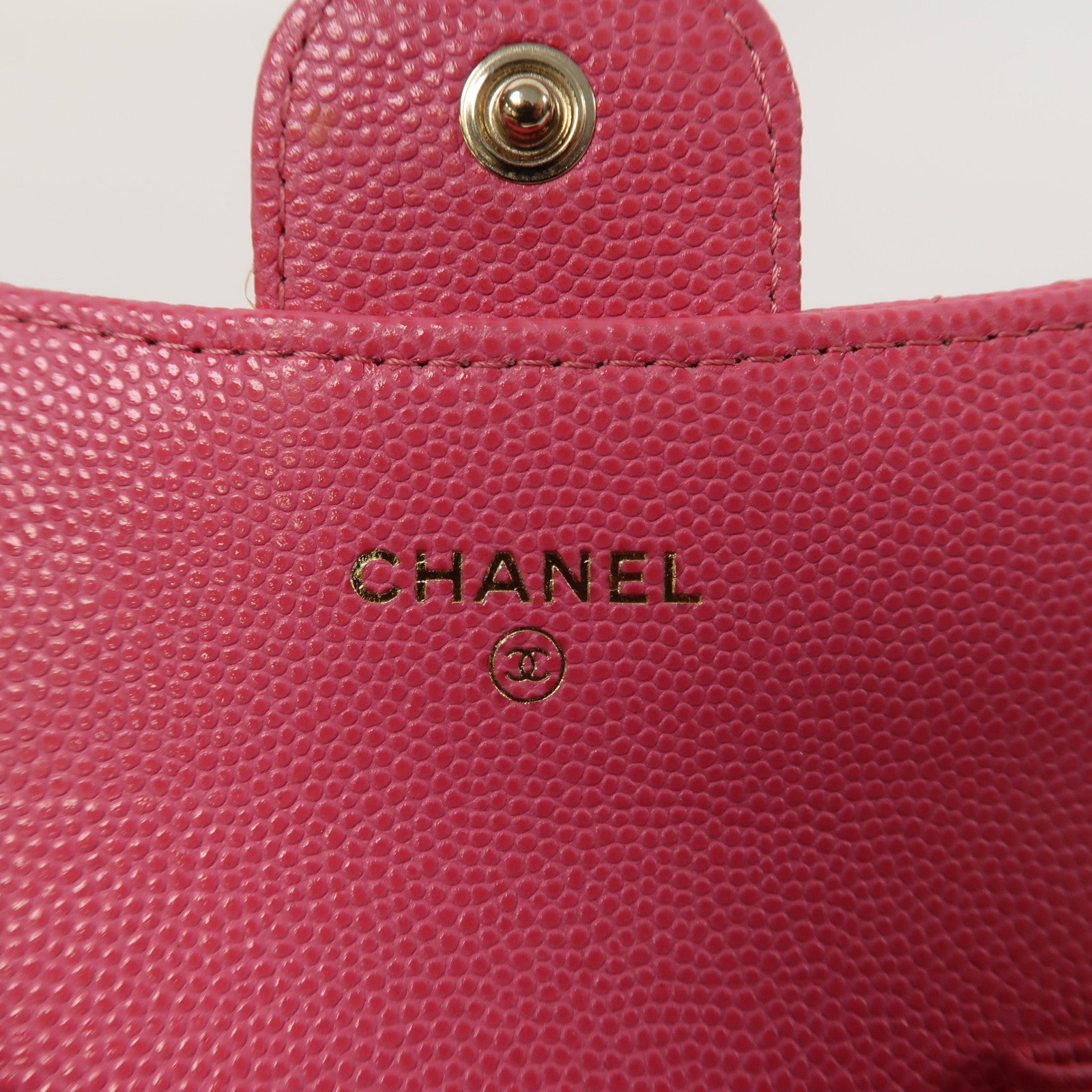 CHANEL 菱格Caviar皮革Classic Flap Coin Purse金扣零錢包粉紅色