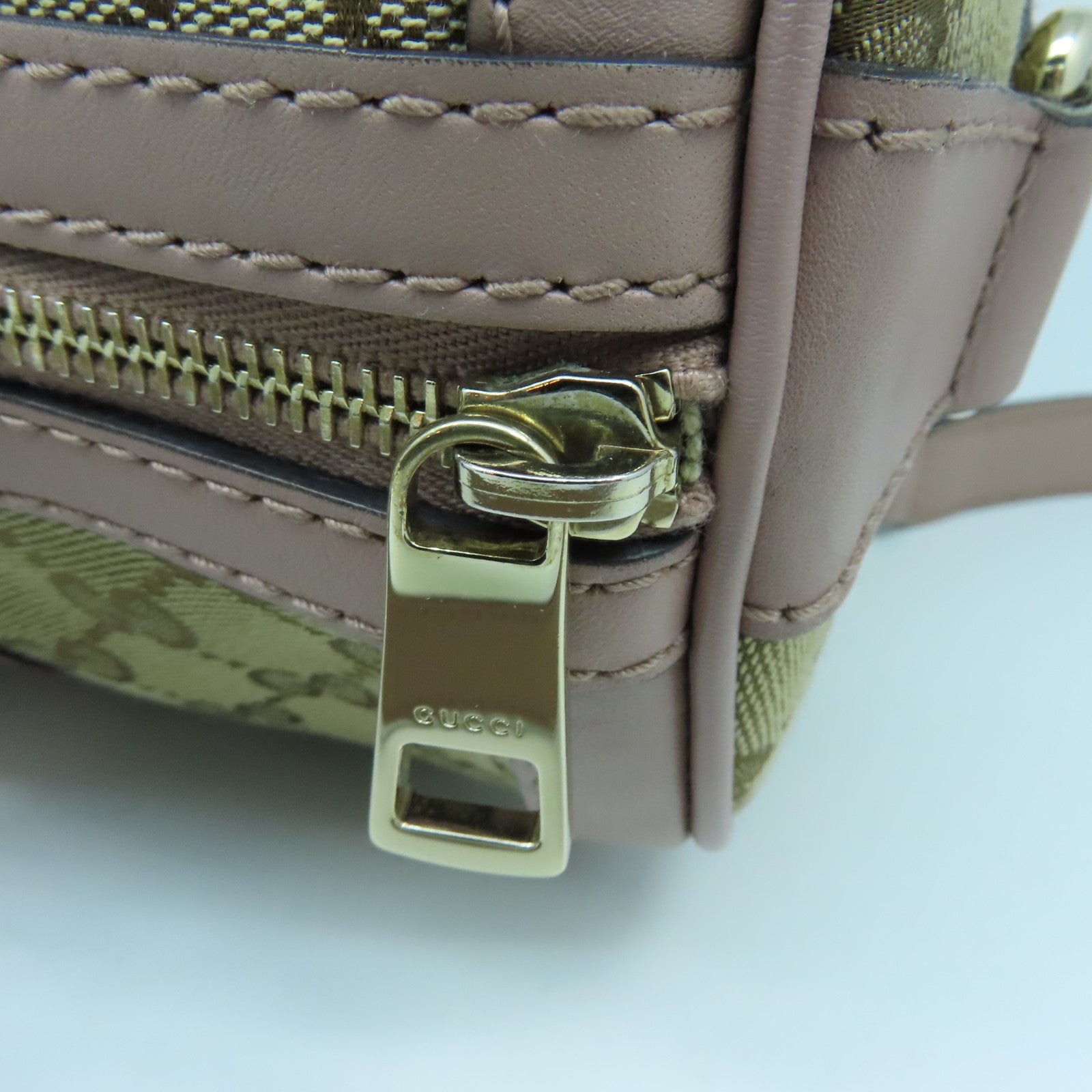 GUCCI 帆布2way Shoulder Bag金扣手挽肩背兩用袋啡色/粉紅色