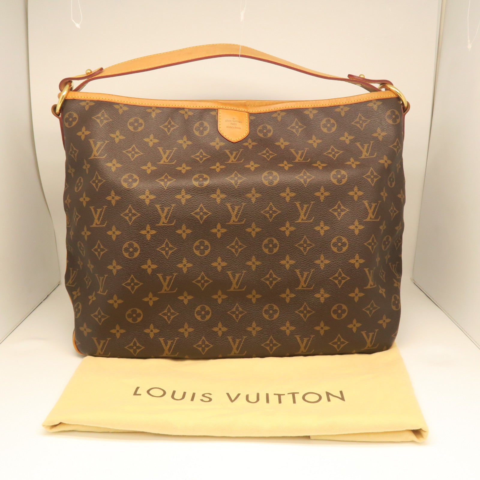 LOUIS VUITTON Monogram Delightful MM Gold Buckle Shoulder Bag Brown