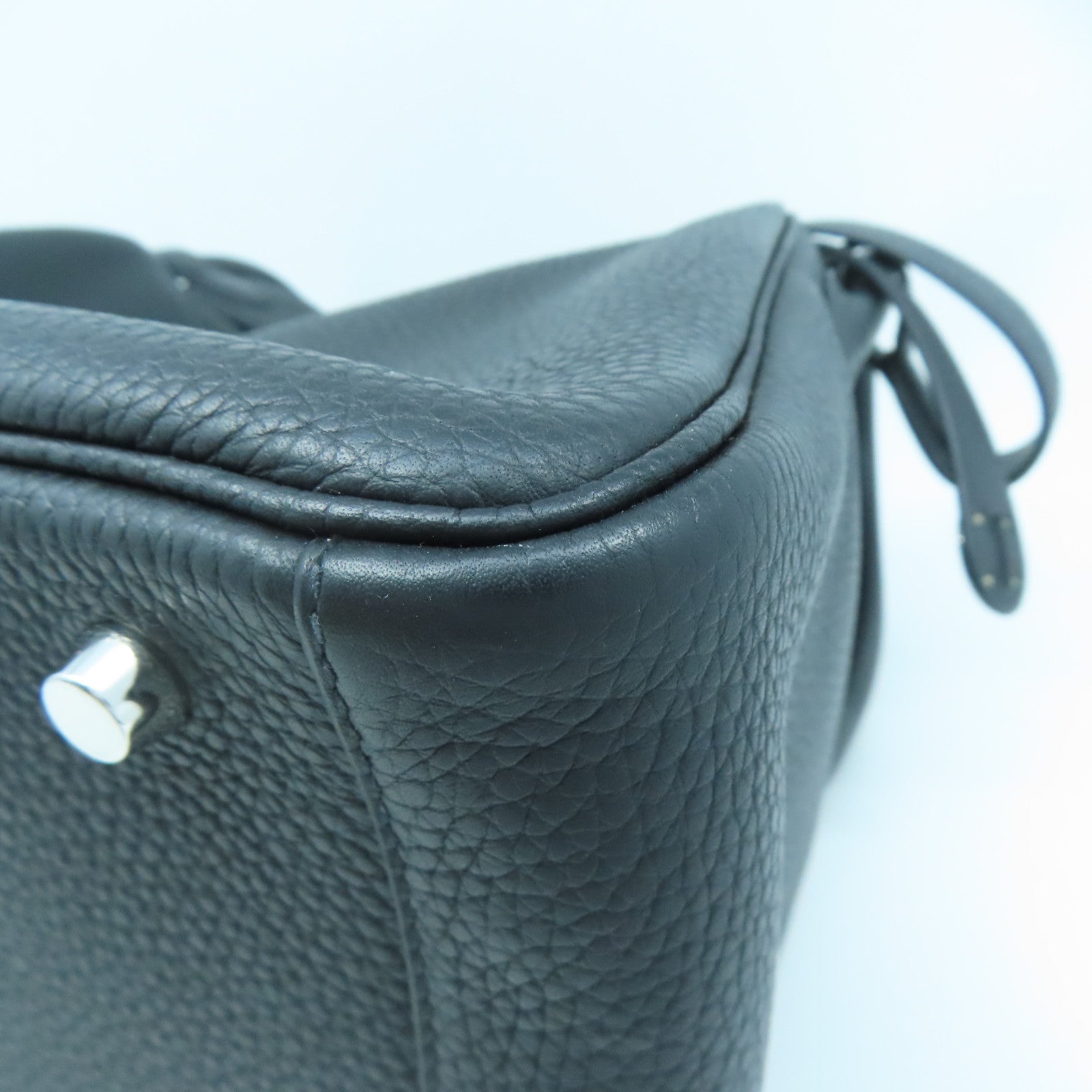 HERMES Clemence皮革Lindy 30銀扣肩背袋經典黑