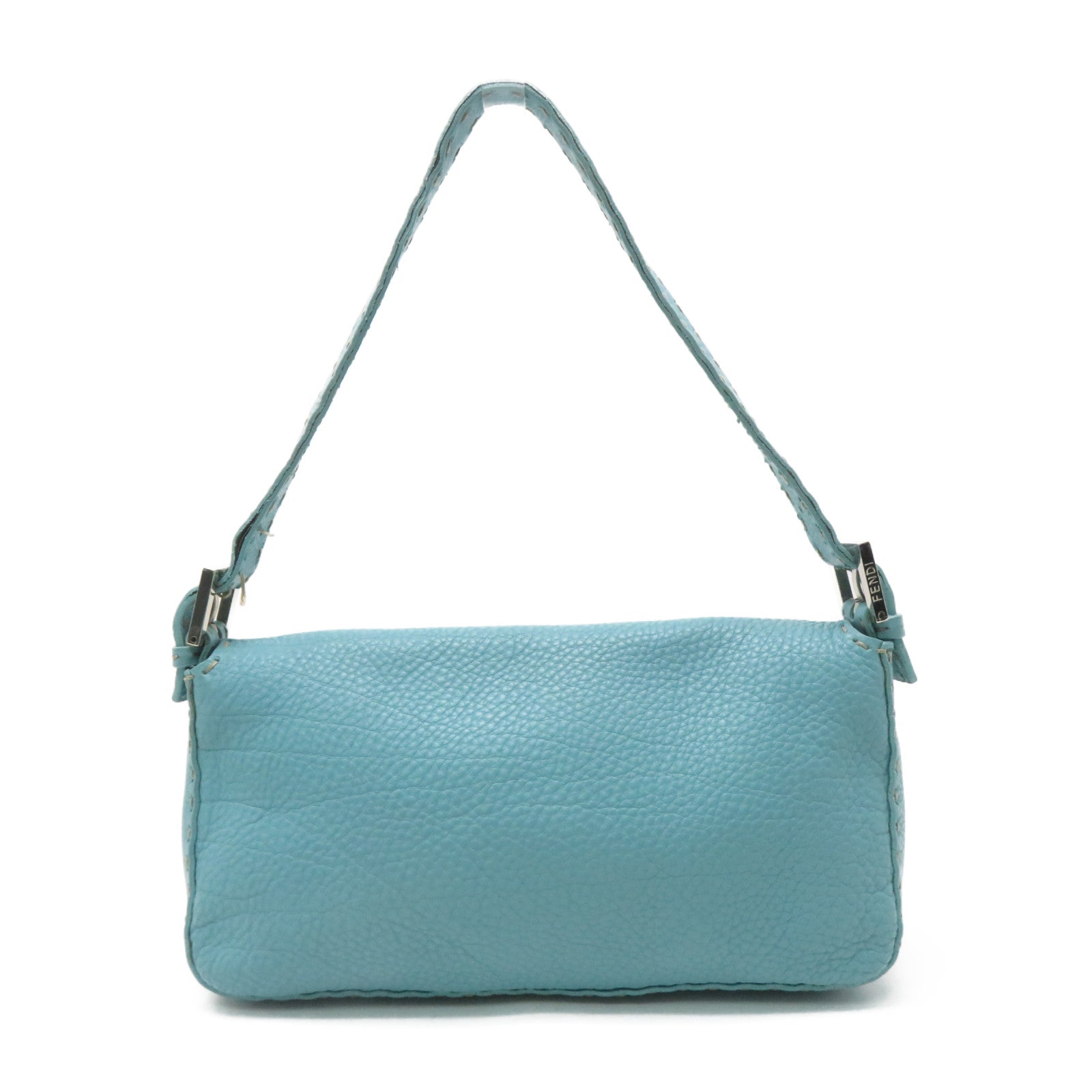 FENDI 牛皮皮革Shoulder Bag銀扣肩背袋藍色
