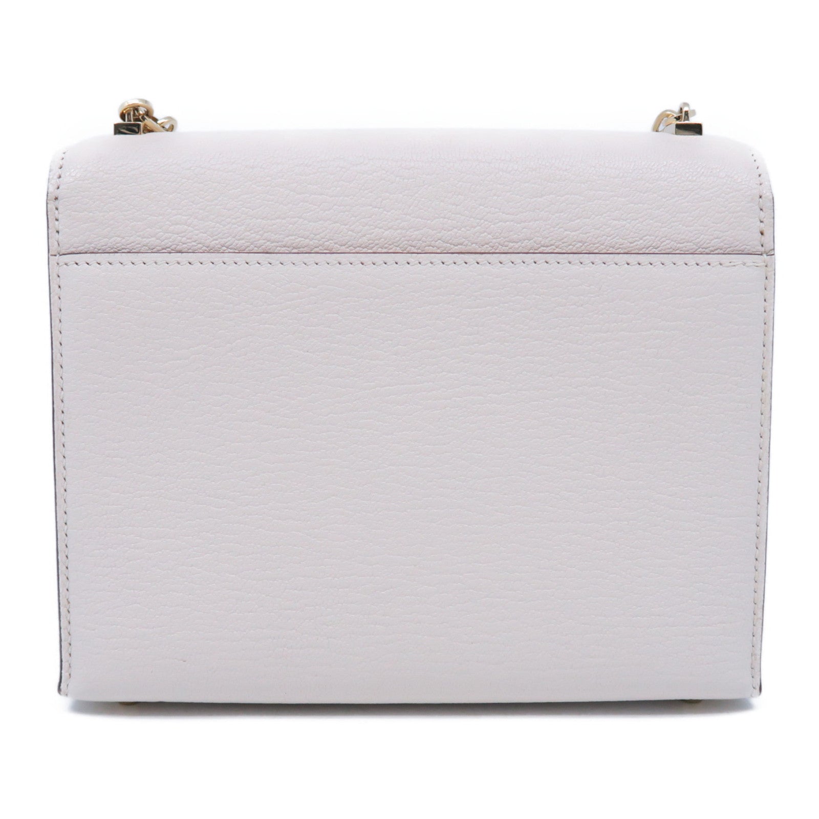 HERMES Chevre皮革Mini Verrou金扣鏈帶肩背袋Nata奶油白色
