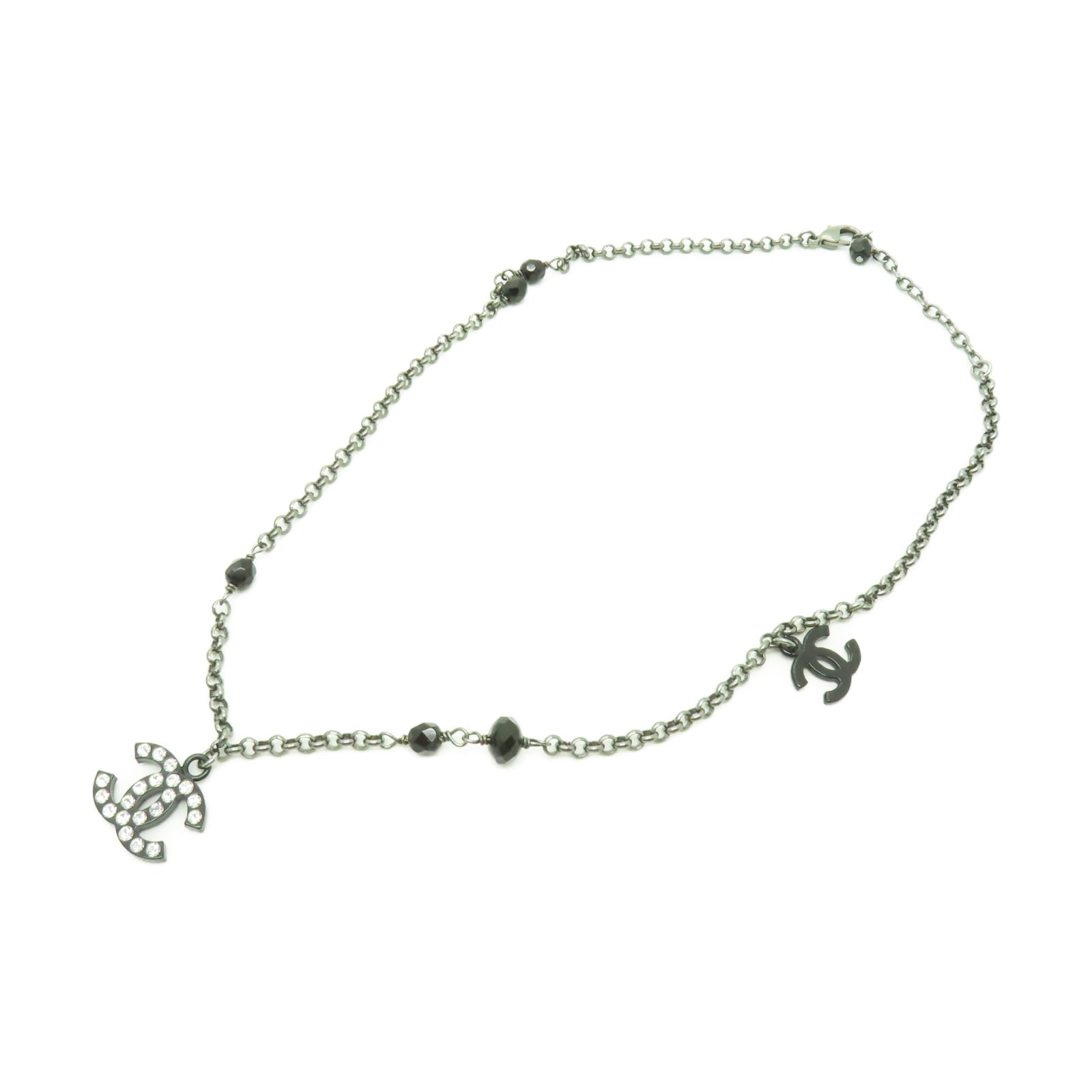 CHANEL 金屬Necklace項鍊黑色/銀色