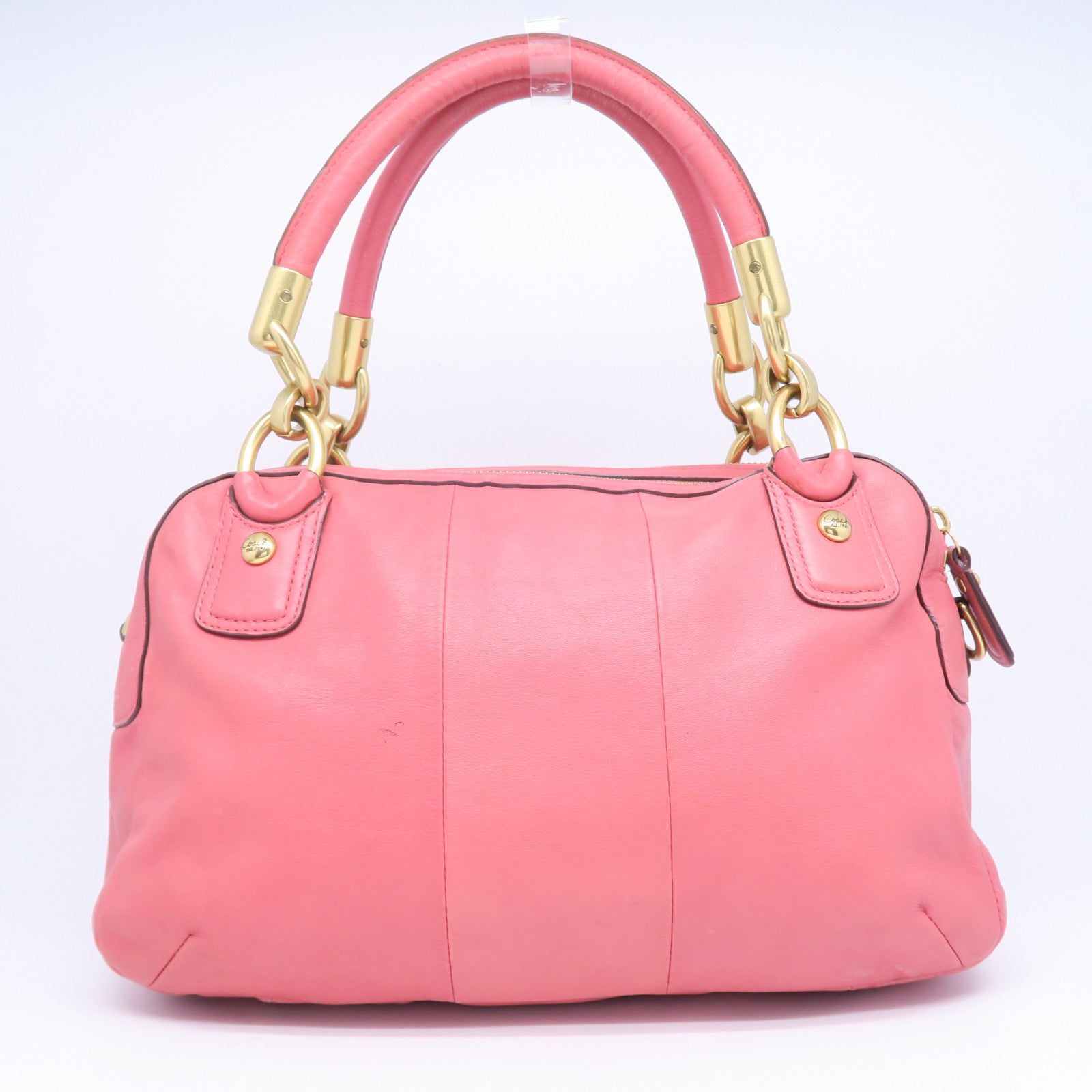 COACH 【激減優惠】牛皮皮革Hand Bag金扣手挽肩背兩用袋粉紅色