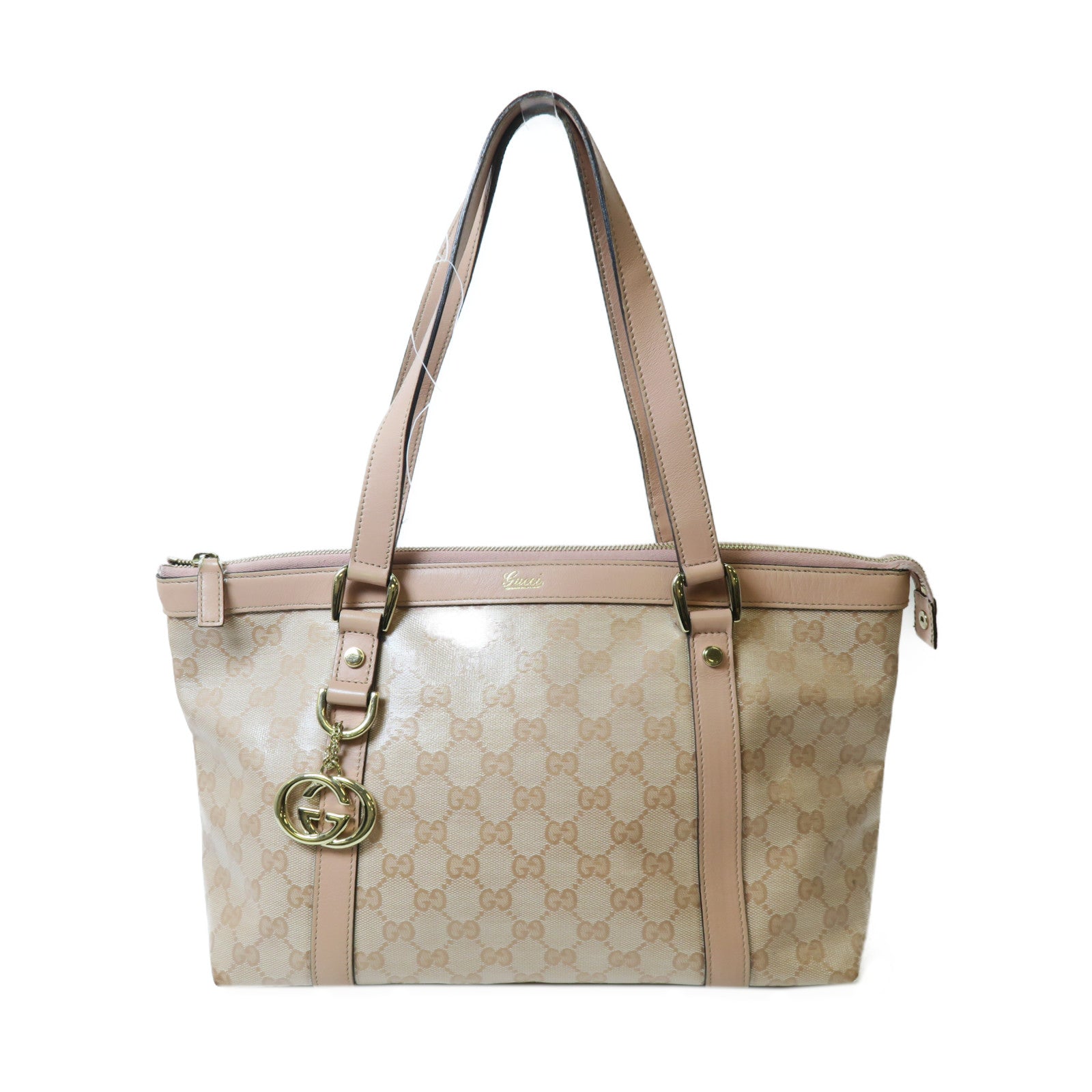 GUCCI 塗層帆布Tote Bag金扣手挽袋粉紅色