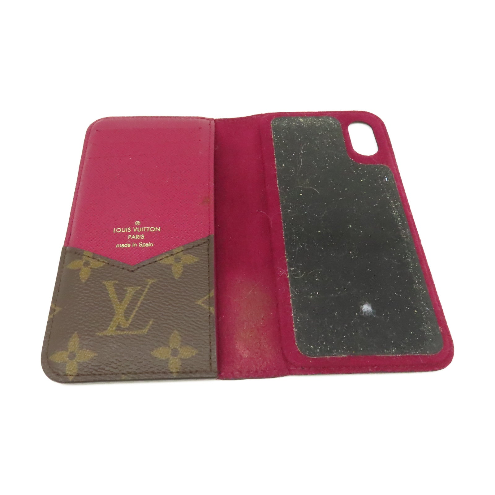 LOUIS VUITTON Monogram iPhone X/XS Folio Case手機保護套啡色/酒紅色