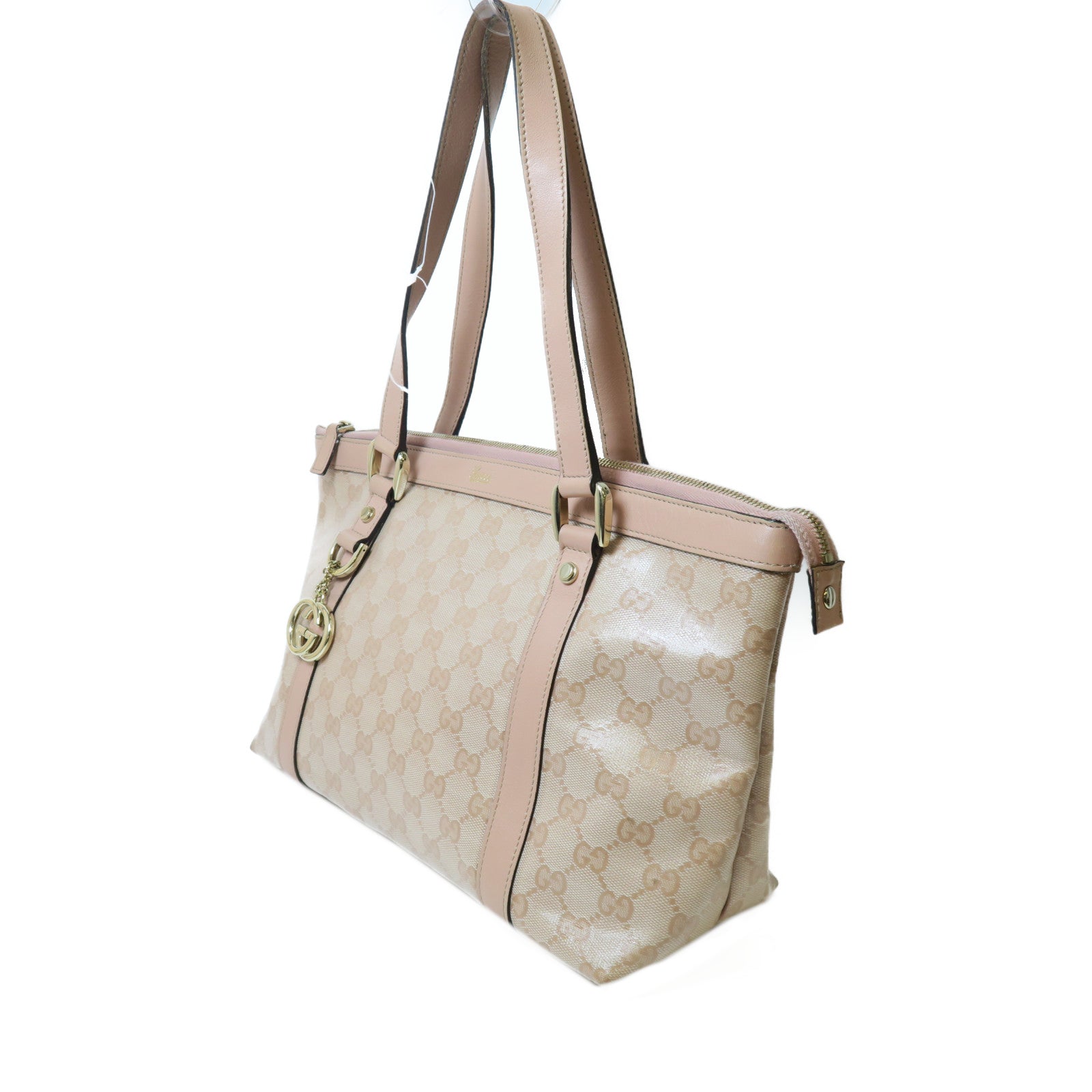 GUCCI 塗層帆布Tote Bag金扣手挽袋粉紅色