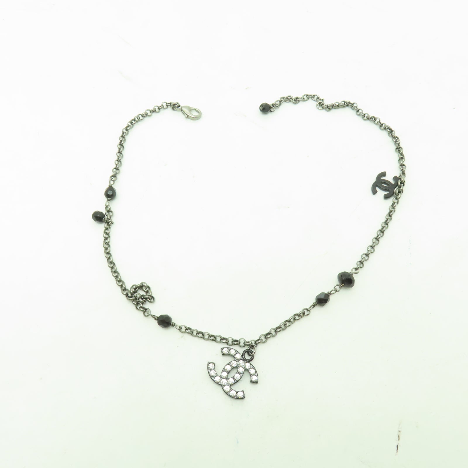 CHANEL 金屬Necklace項鍊黑色/銀色