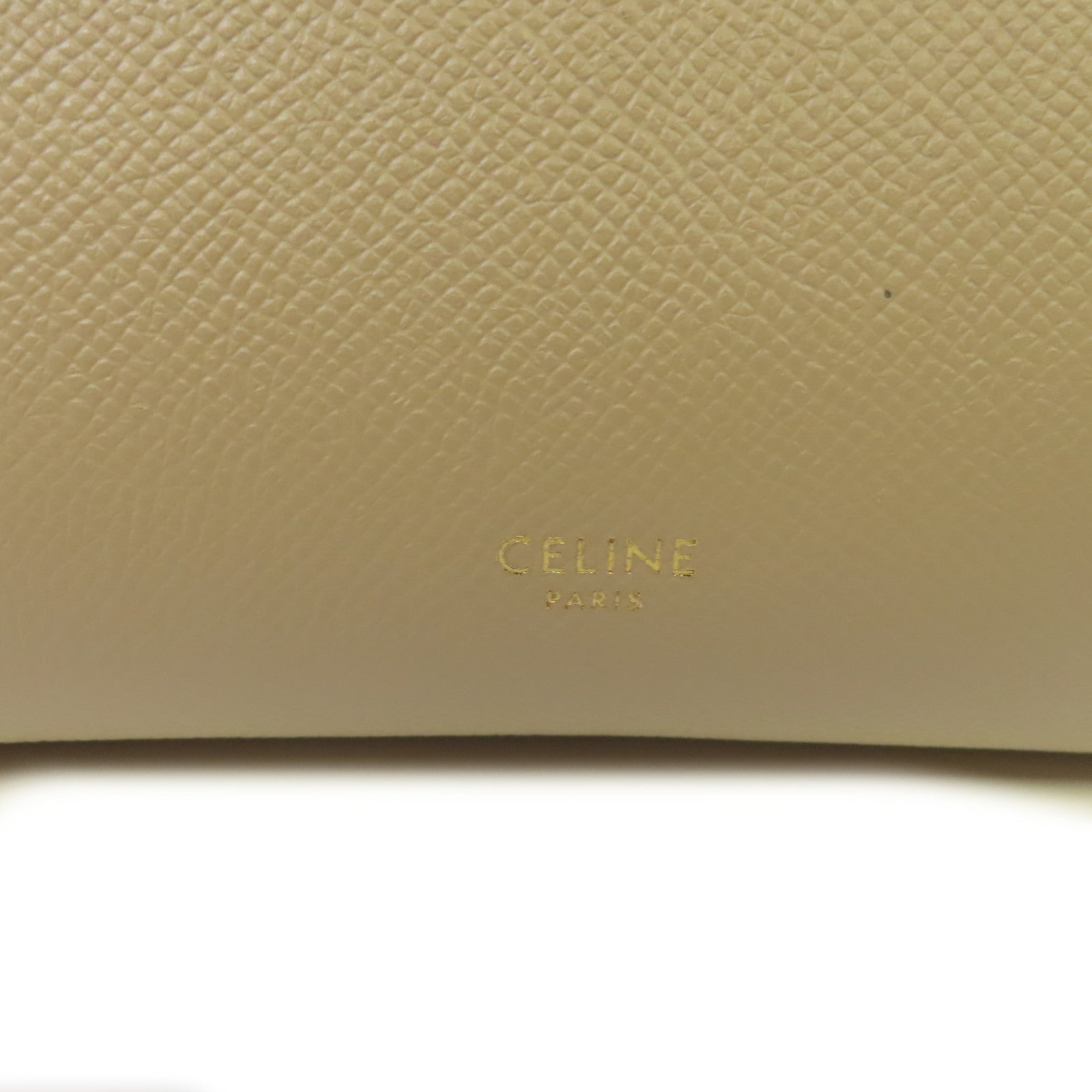 CELINE 牛皮皮革Micro Belt Bag 2Way Shoulder Bag金扣手挽肩背兩用袋杏色