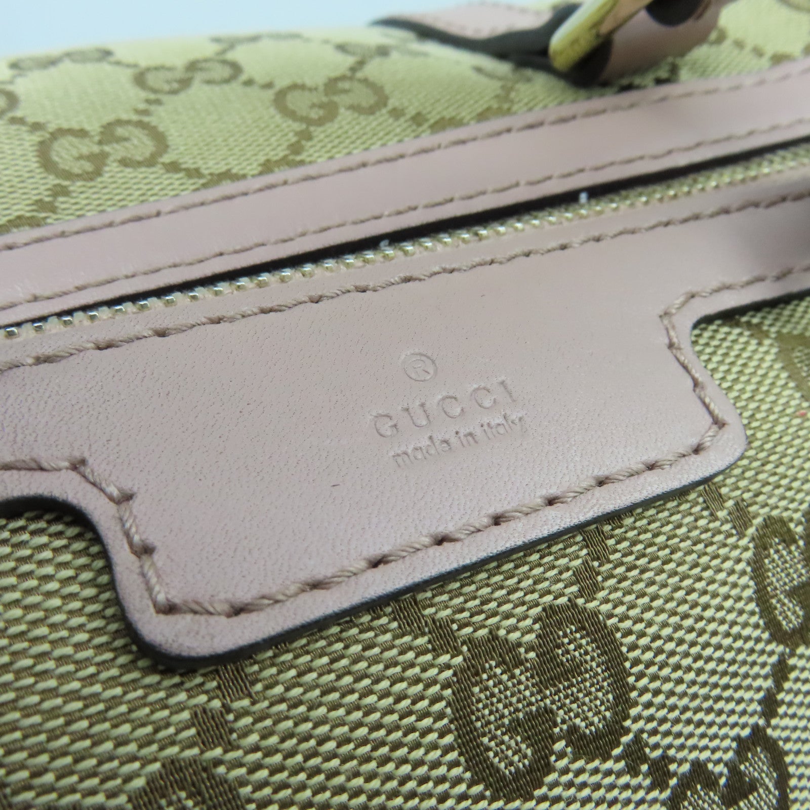 GUCCI 帆布2way Shoulder Bag金扣手挽肩背兩用袋啡色/粉紅色