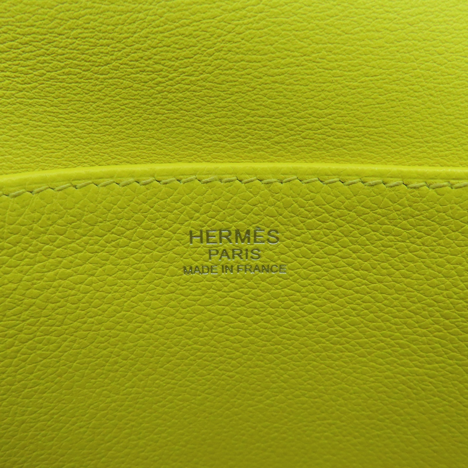 HERMES Evercolor皮革Halzan 25銀扣手挽肩背兩用袋Jaune De Naples那不勒斯黄色