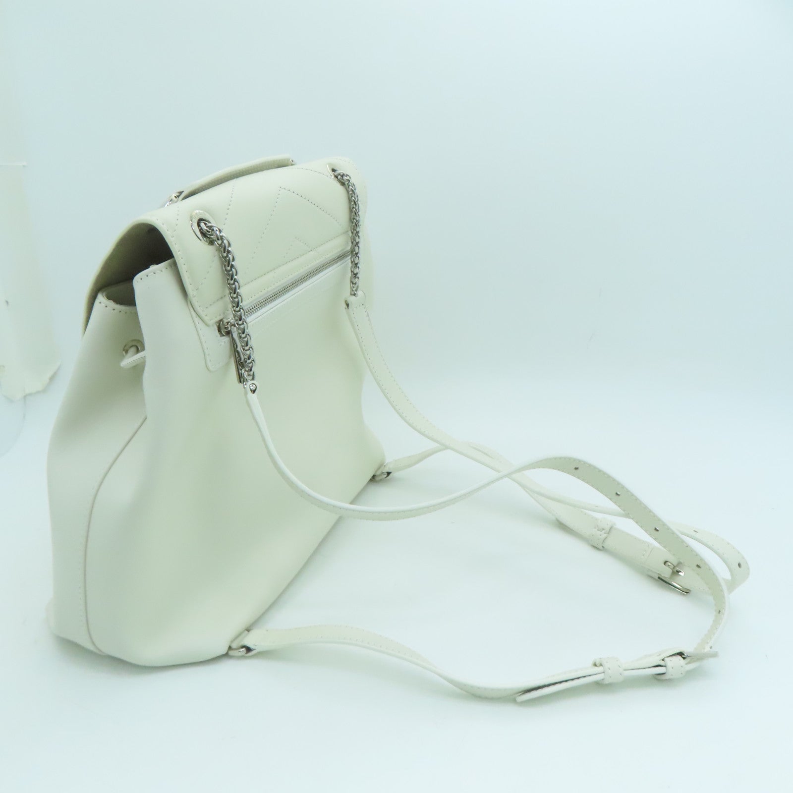 Furla Leather Backpack Silver Buckle White