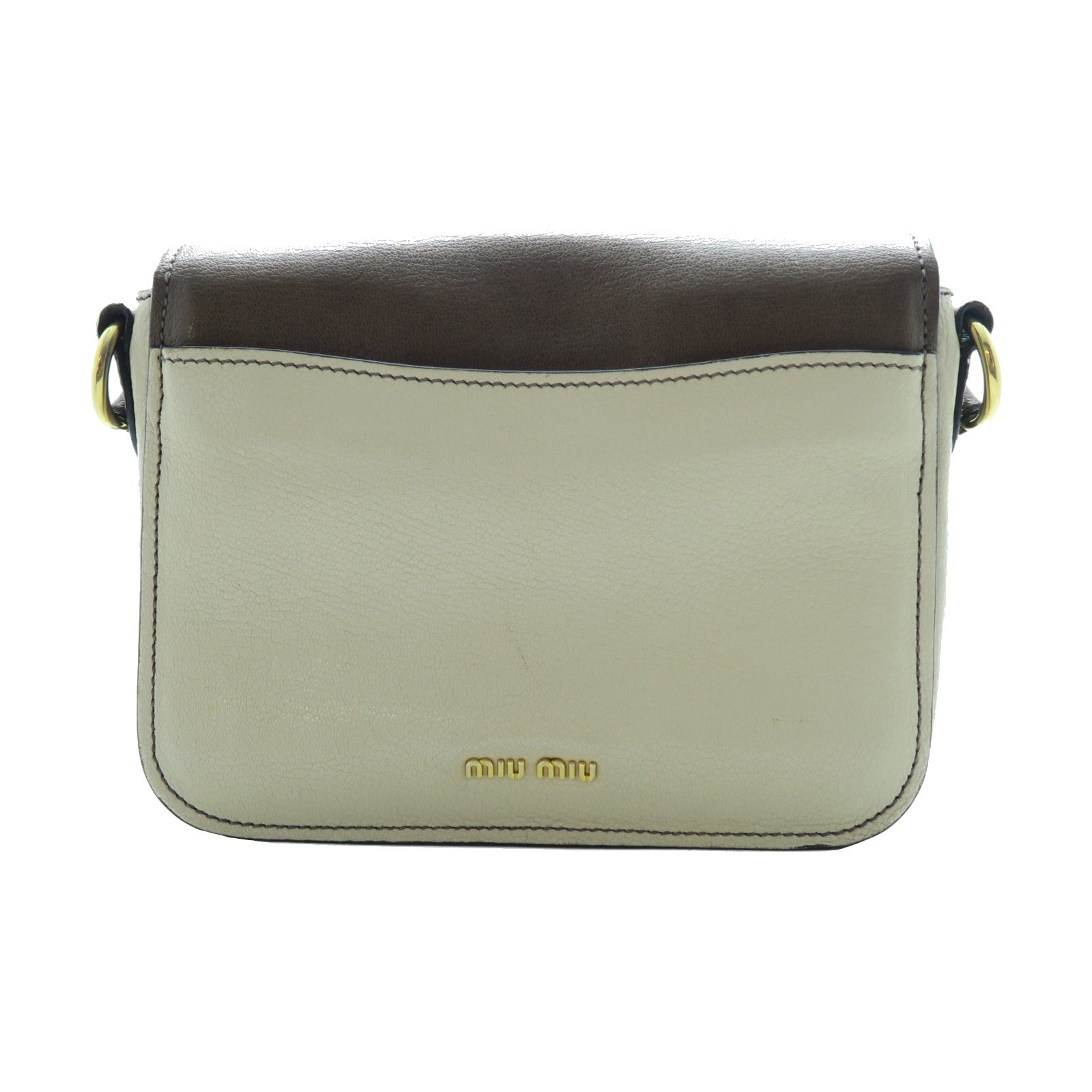 Miu Miu 牛皮皮革Shoulder Bag金扣肩背袋啡色/淺褐色