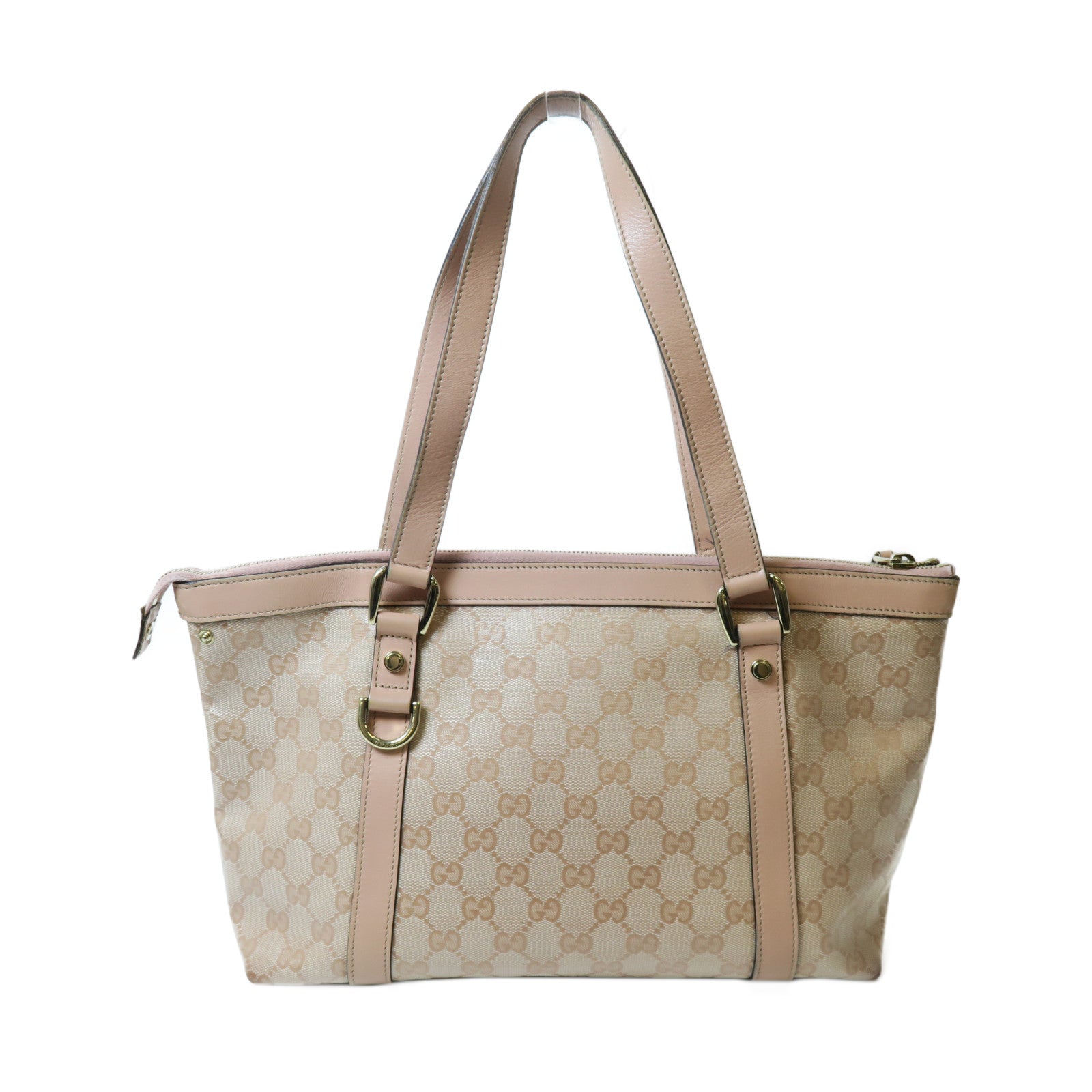 GUCCI 塗層帆布Tote Bag金扣手挽袋粉紅色