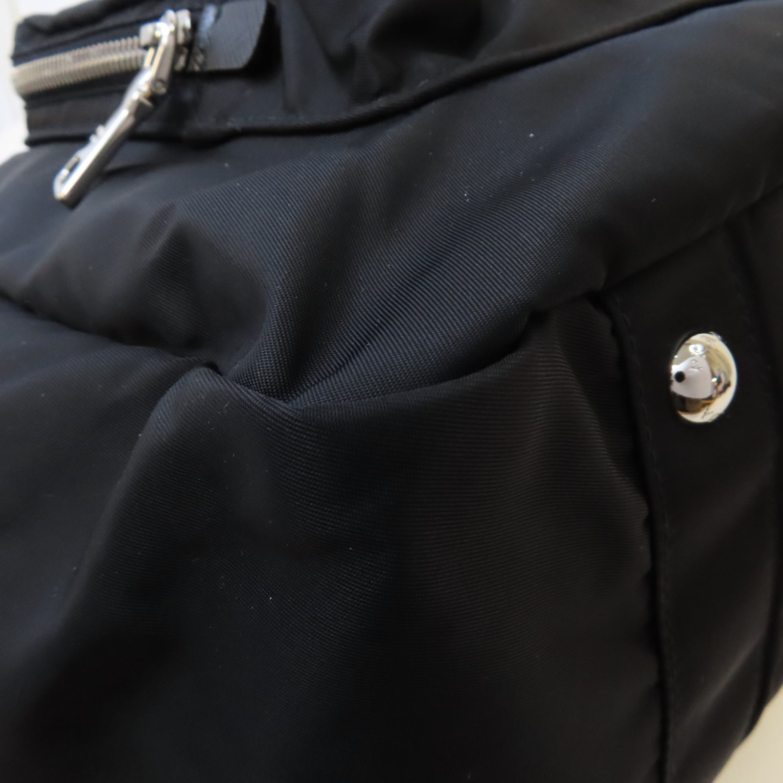 PRADA 尼龍2 Way Shoulder銀扣手挽肩背兩用袋黑色