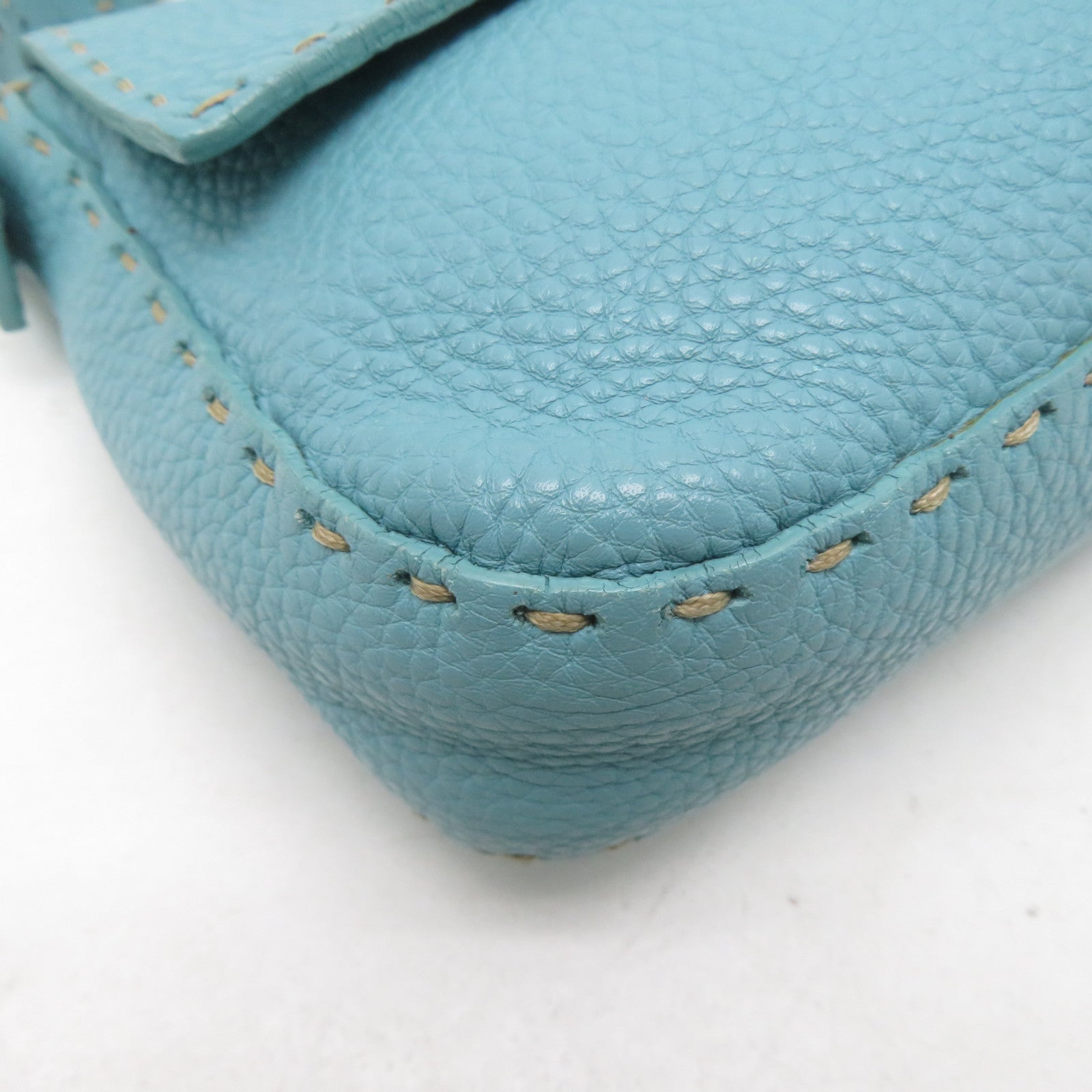 FENDI 牛皮皮革Shoulder Bag銀扣肩背袋藍色