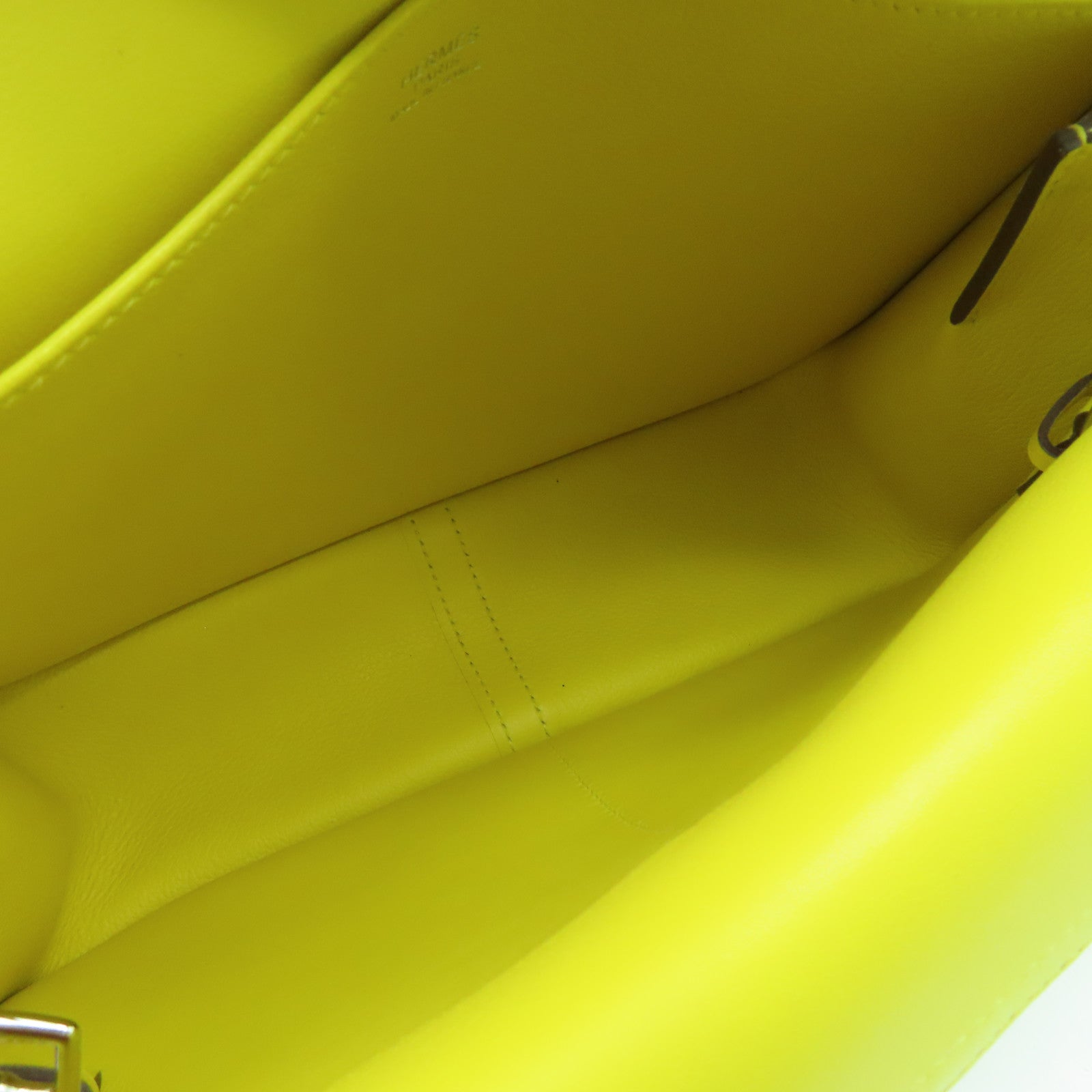 HERMES Evercolor皮革Halzan 25銀扣手挽肩背兩用袋Jaune De Naples那不勒斯黄色