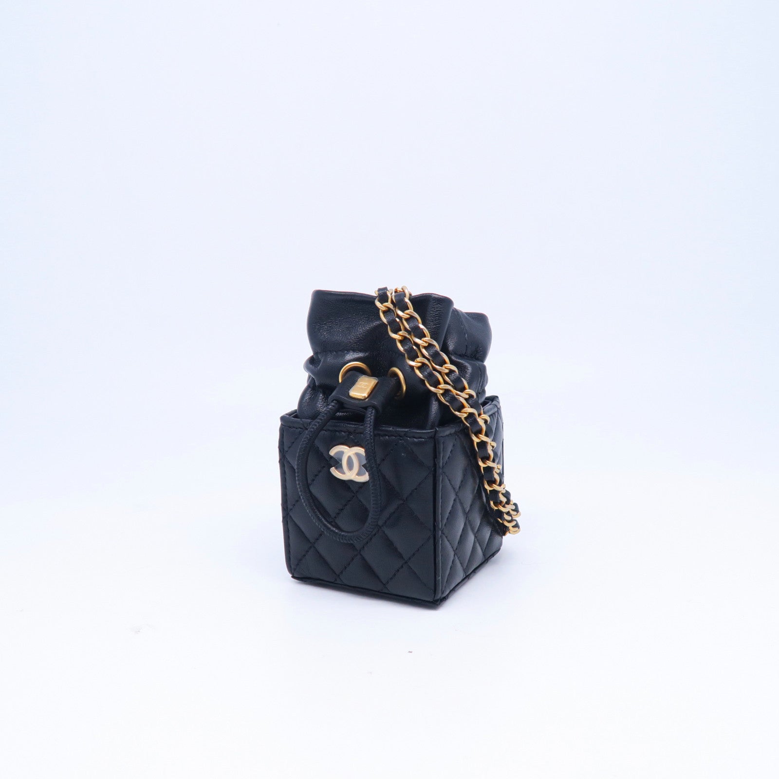 CHANEL 【激減優惠】菱格羊皮皮革Mini Chain Bag金扣鏈帶肩背袋黑色