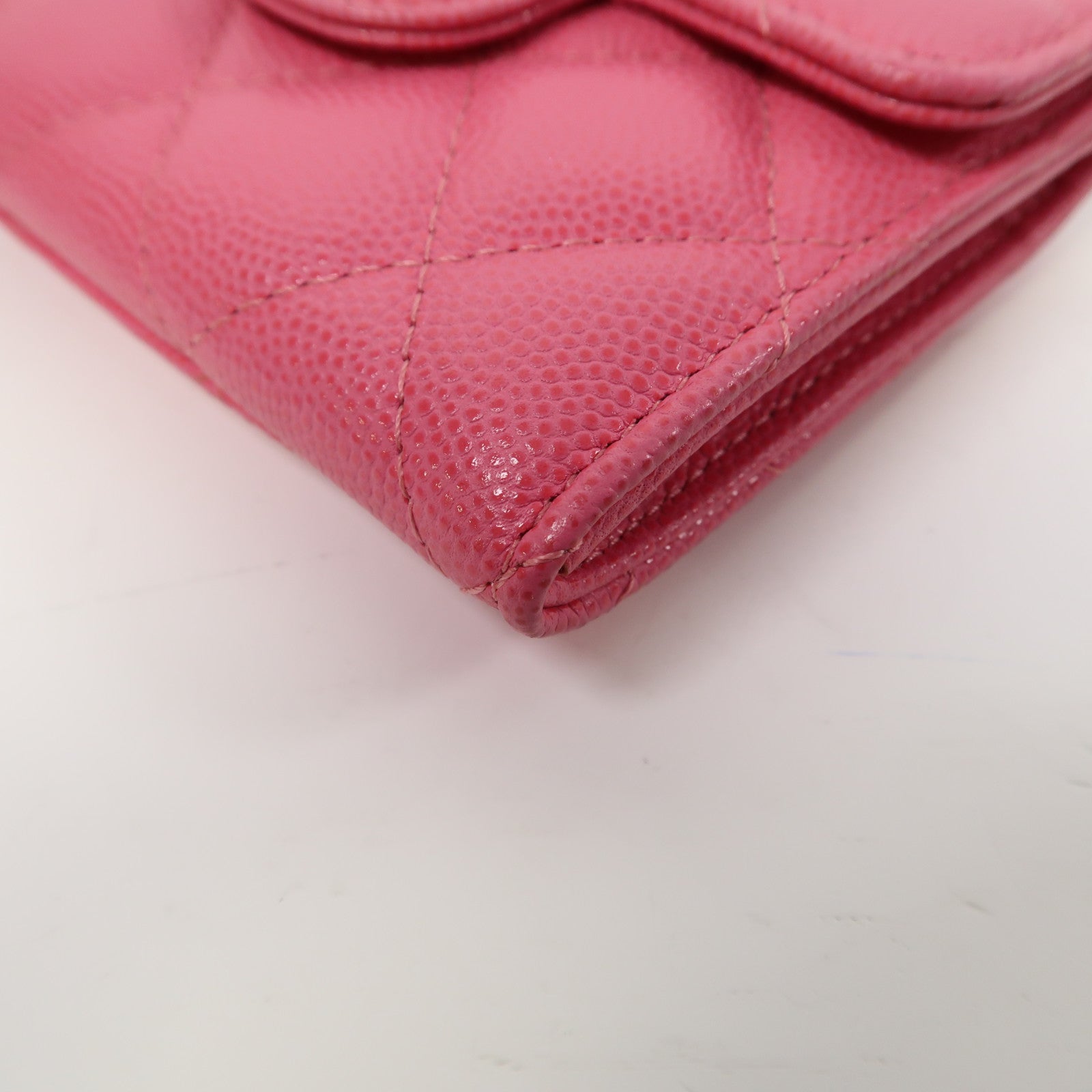 CHANEL 菱格Caviar皮革Classic Flap Coin Purse金扣零錢包粉紅色