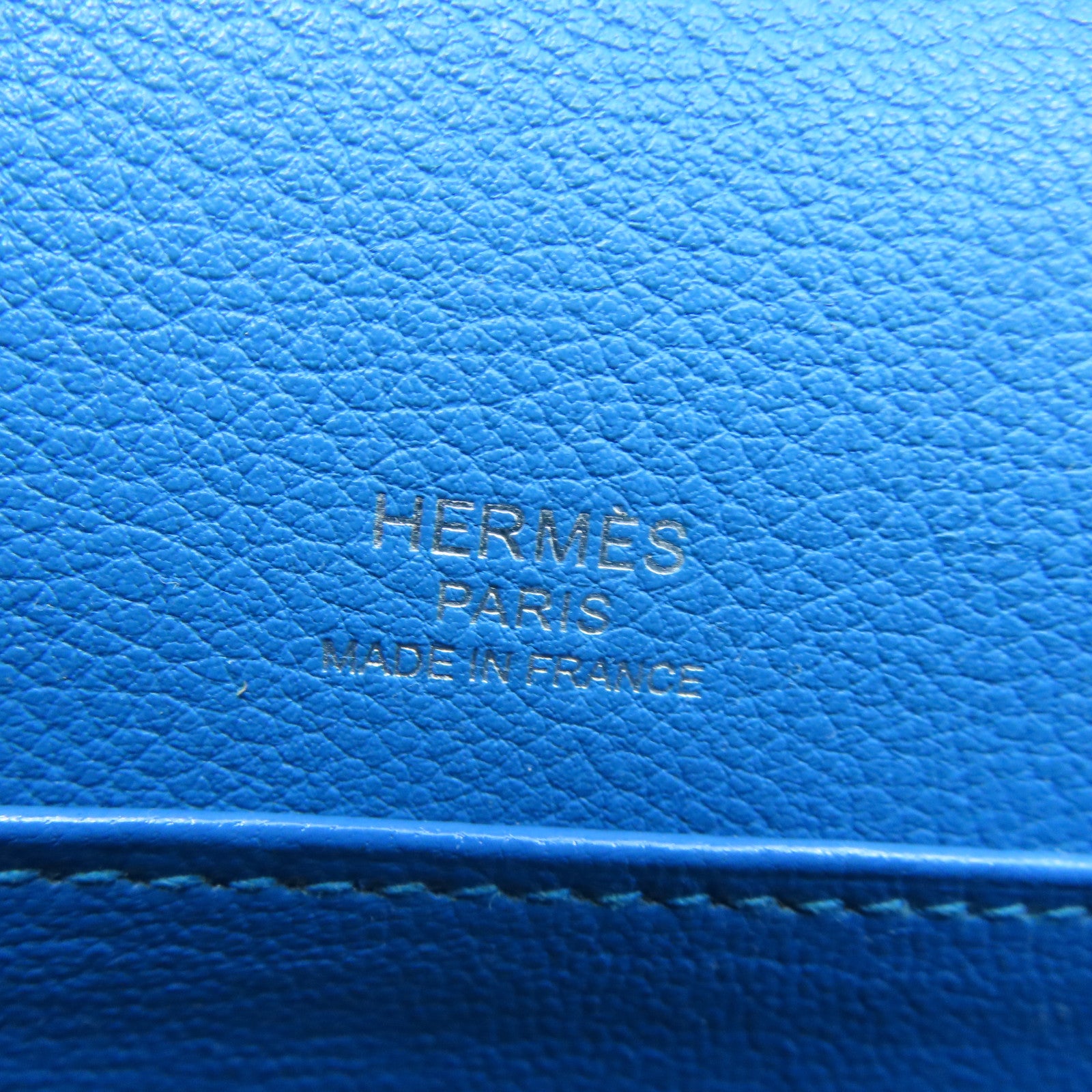 HERMES Evercolor Leather Mini Roulis Silver Buckle Shoulder Bag Tanzania Blue