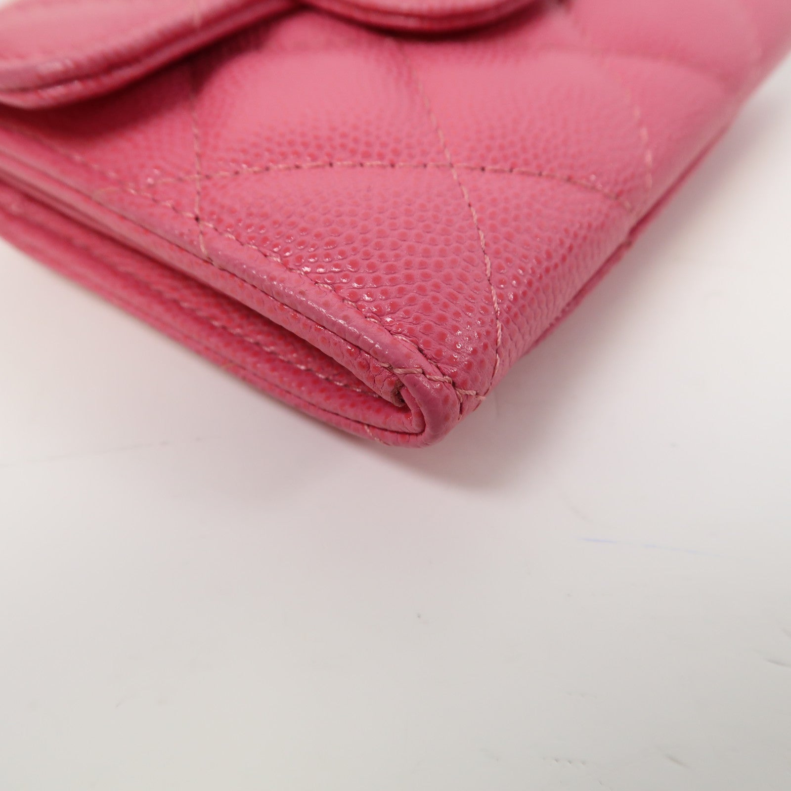 CHANEL 菱格Caviar皮革Classic Flap Coin Purse金扣零錢包粉紅色