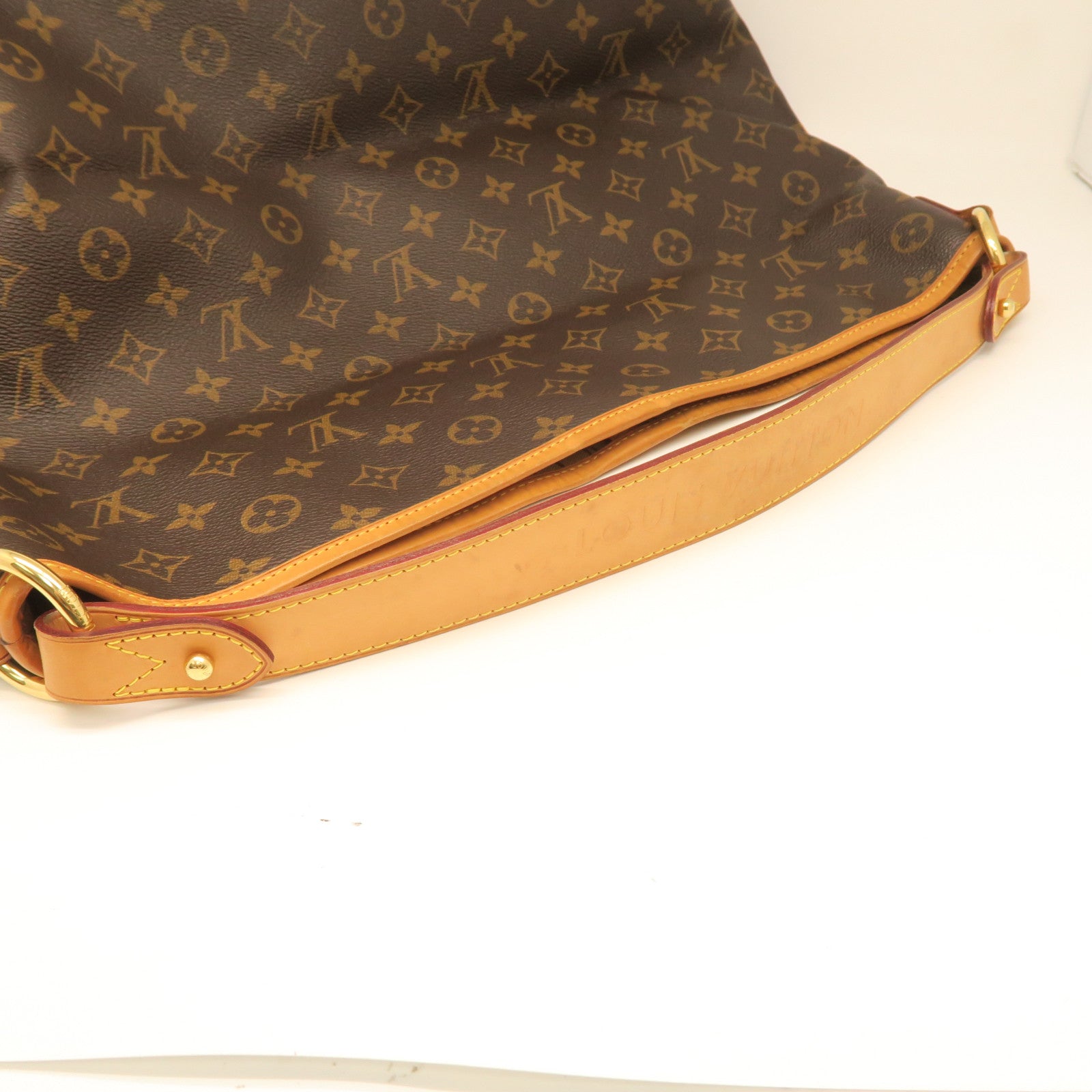 LOUIS VUITTON Monogram Delightful MM Gold Buckle Shoulder Bag Brown