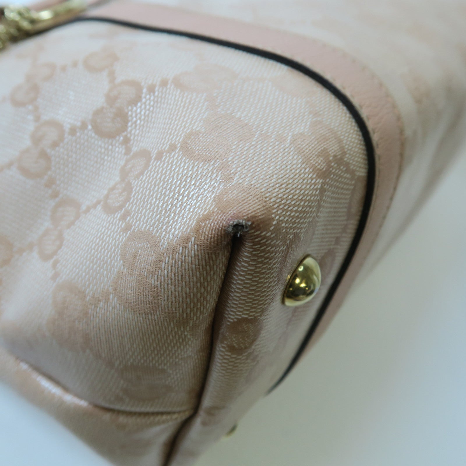 GUCCI 塗層帆布Tote Bag金扣手挽袋粉紅色