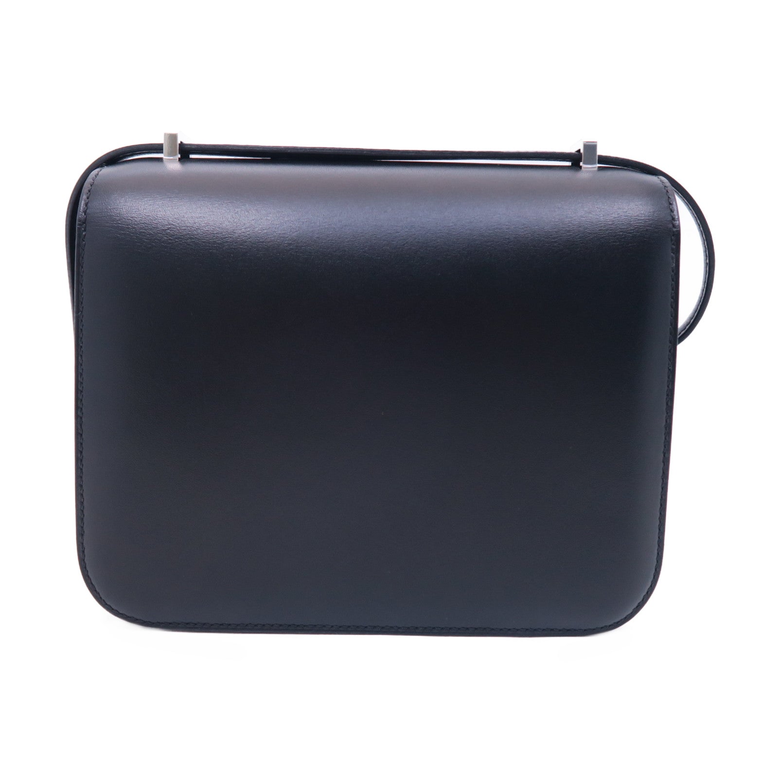 HERMES Tadelakt皮革Constance Mini銀扣肩背袋黑色