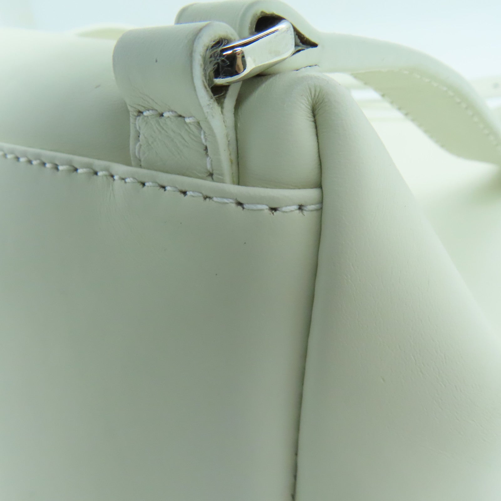 Furla Leather Backpack Silver Buckle White