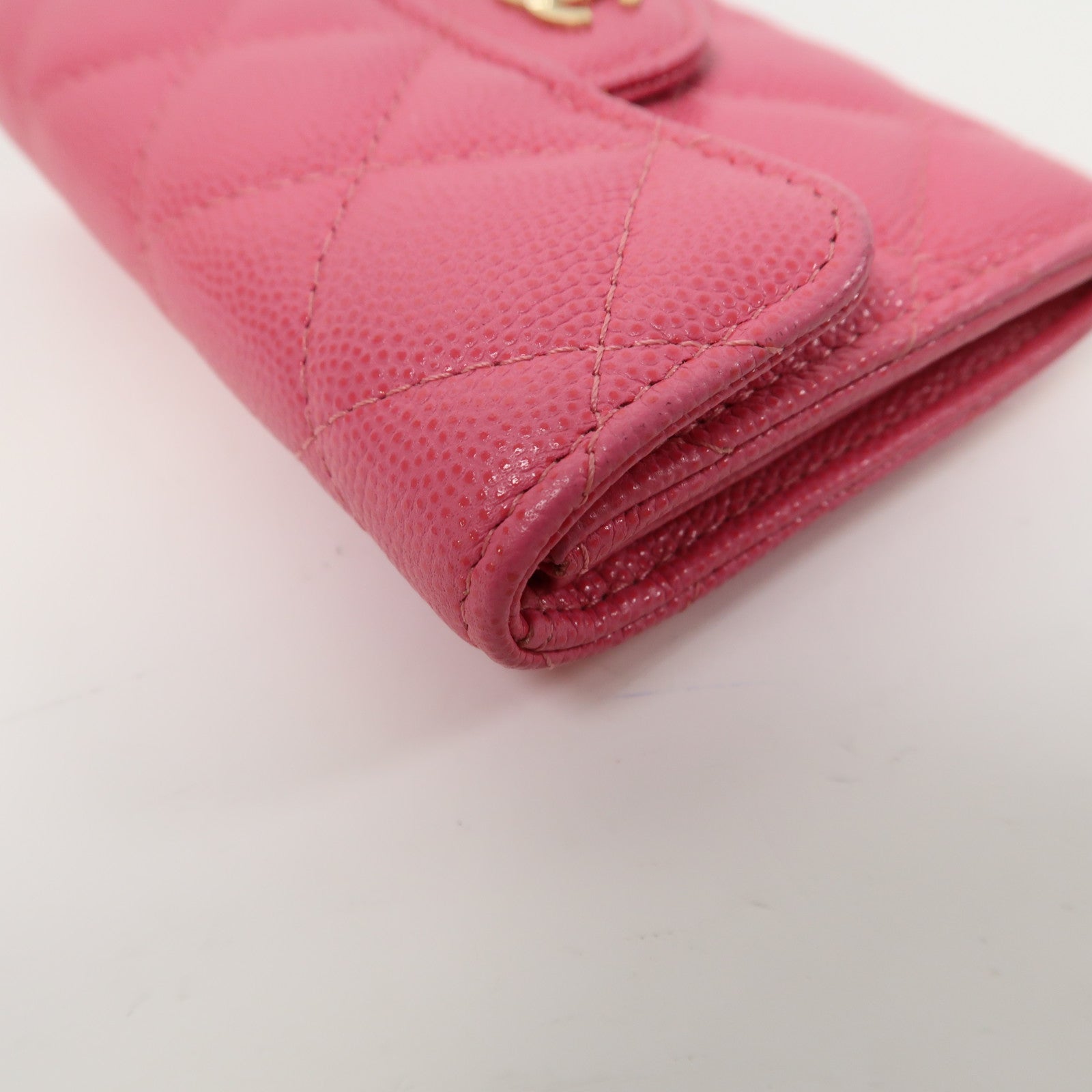 CHANEL 菱格Caviar皮革Classic Flap Coin Purse金扣零錢包粉紅色
