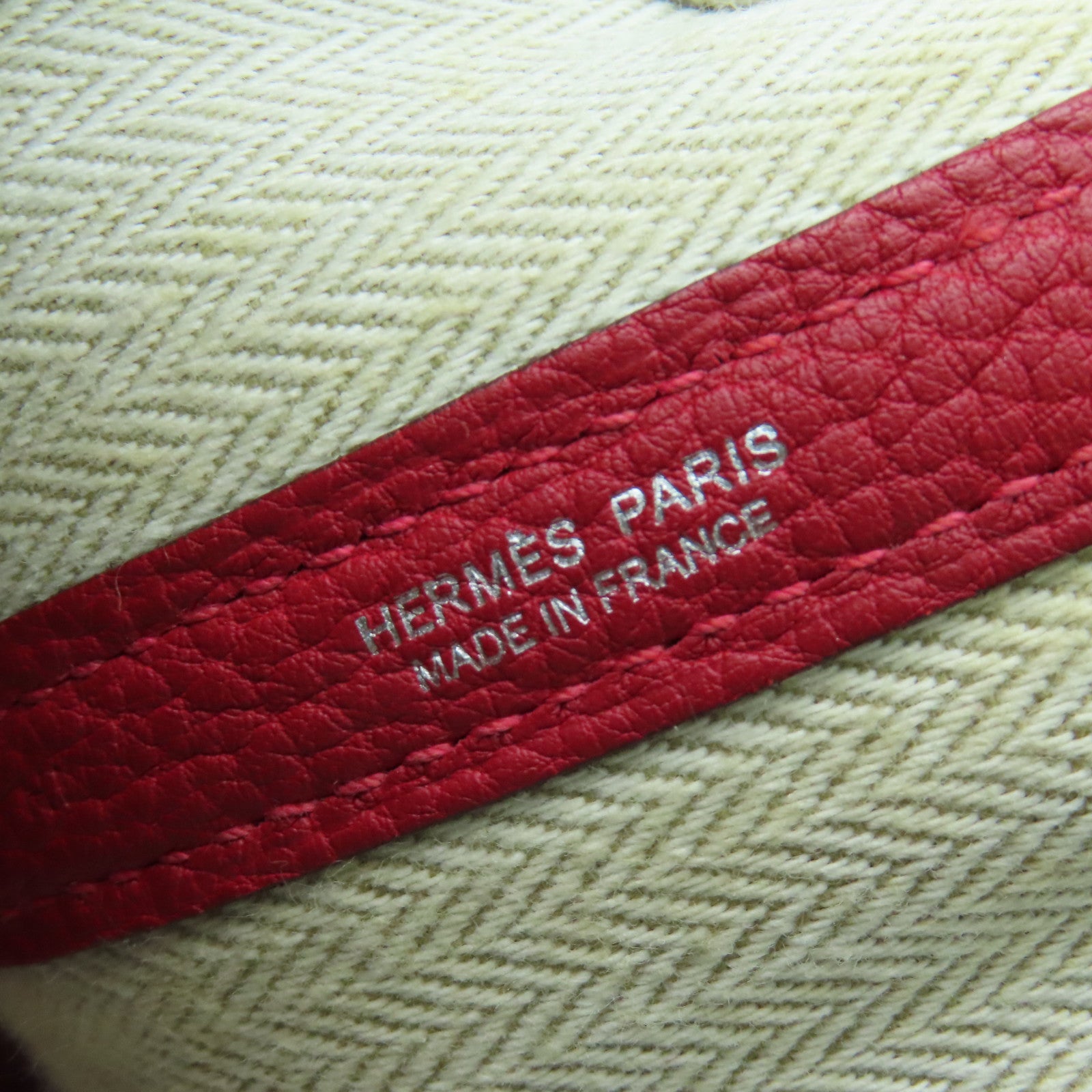 HERMES 【激減優惠】Negonda皮革Garden Party TPM銀扣手挽袋Rouge Garance紅色